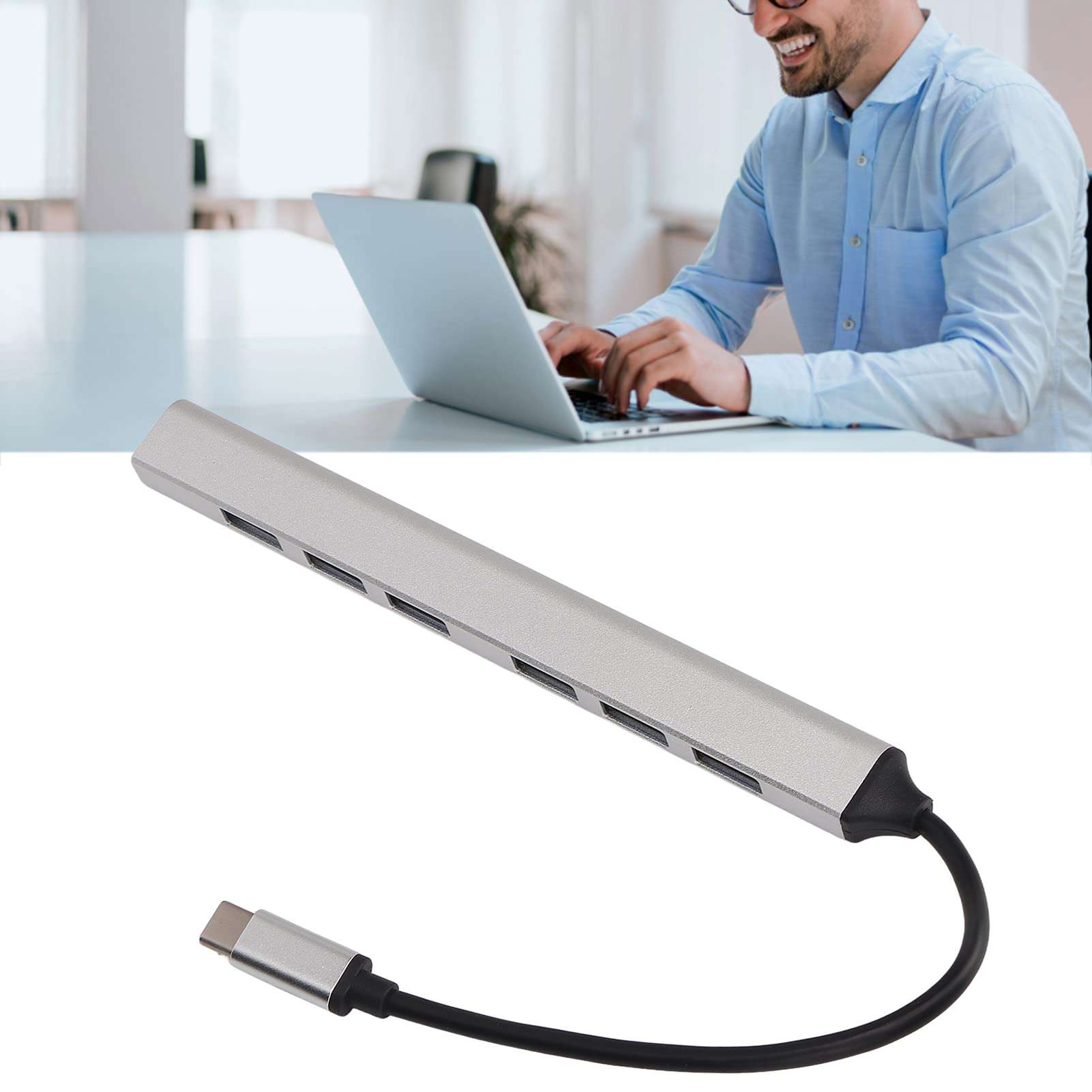USB Hub for Laptop, Heat Dissipation Design 7 in 1 USB C Hub for Work 6