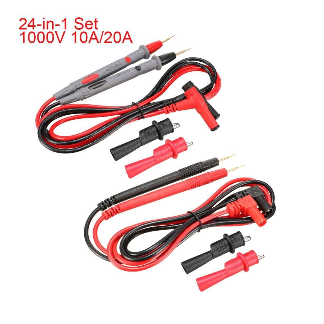 uxcell Multimeter Test Leads, Digital Multimeter Probe Tester Lead Wire Pen Cable with Alligator Clips,1000V 10A/20A, 24-in-1 Set 2