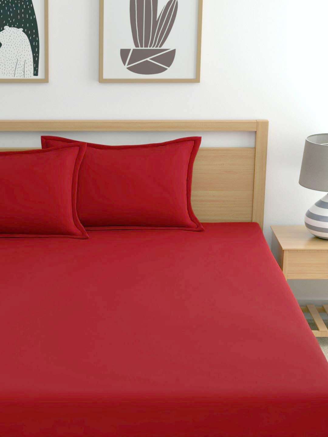 BEVI-Home Microfiber 144 TC Solid Double Bedsheet with Pillow Cover Size (90x90) and Pillow Cover Size (18x28). (Double, Red) 3