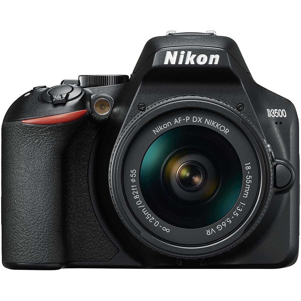 Nikon D3500 24.2MP DSLR Digital Camera with 18-55mm and 70-300mm Lenses (1588) USA Model Deluxe Bundle -Includes- Sandisk 64GB SD Card + Large Camera Bag + Editing Software + Spare Battery + Filters 2