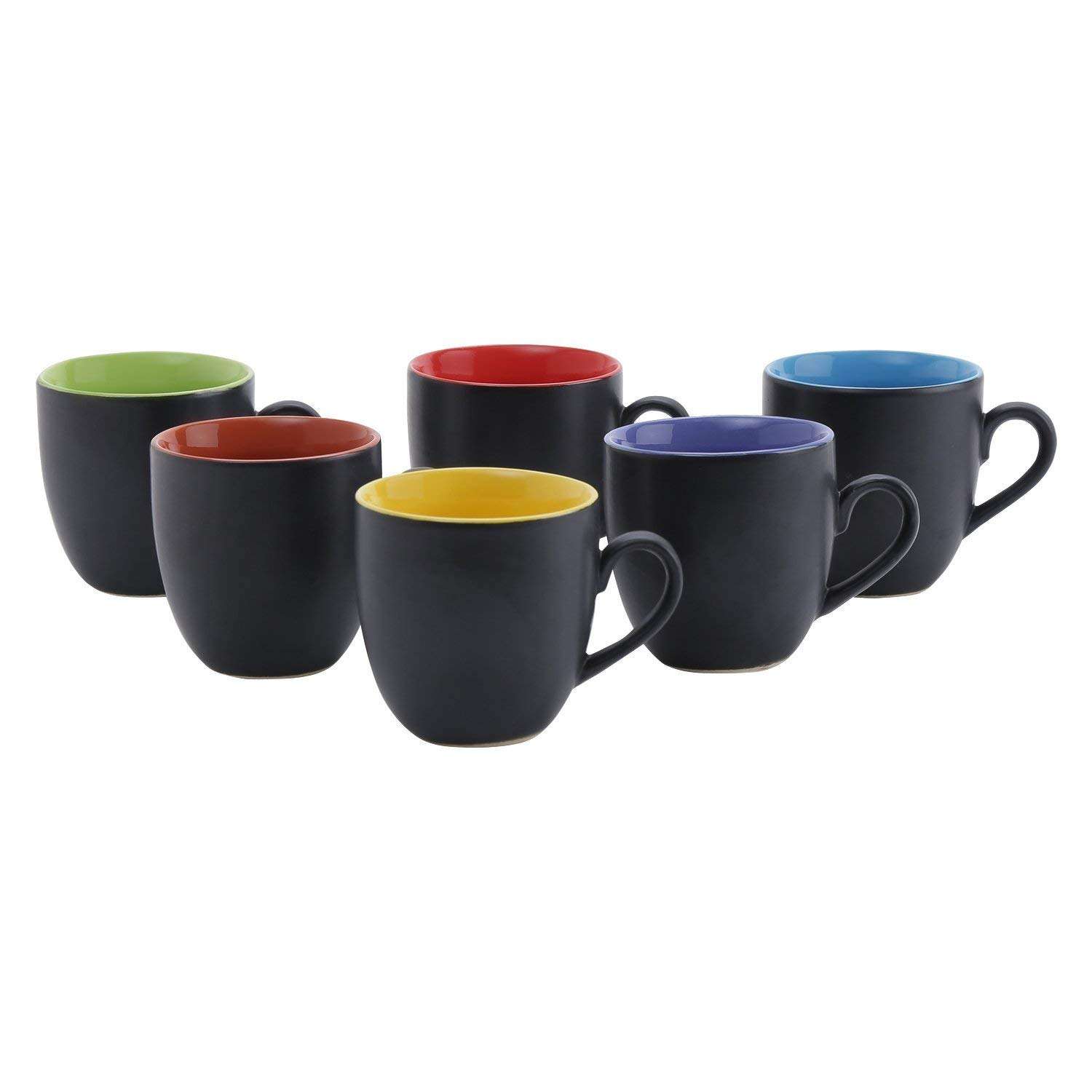 POTZO Premium Tea & Coffee Cups, 75 ML, Set of 6, Ceramic Studio Pottery (Black Multicolour) 3