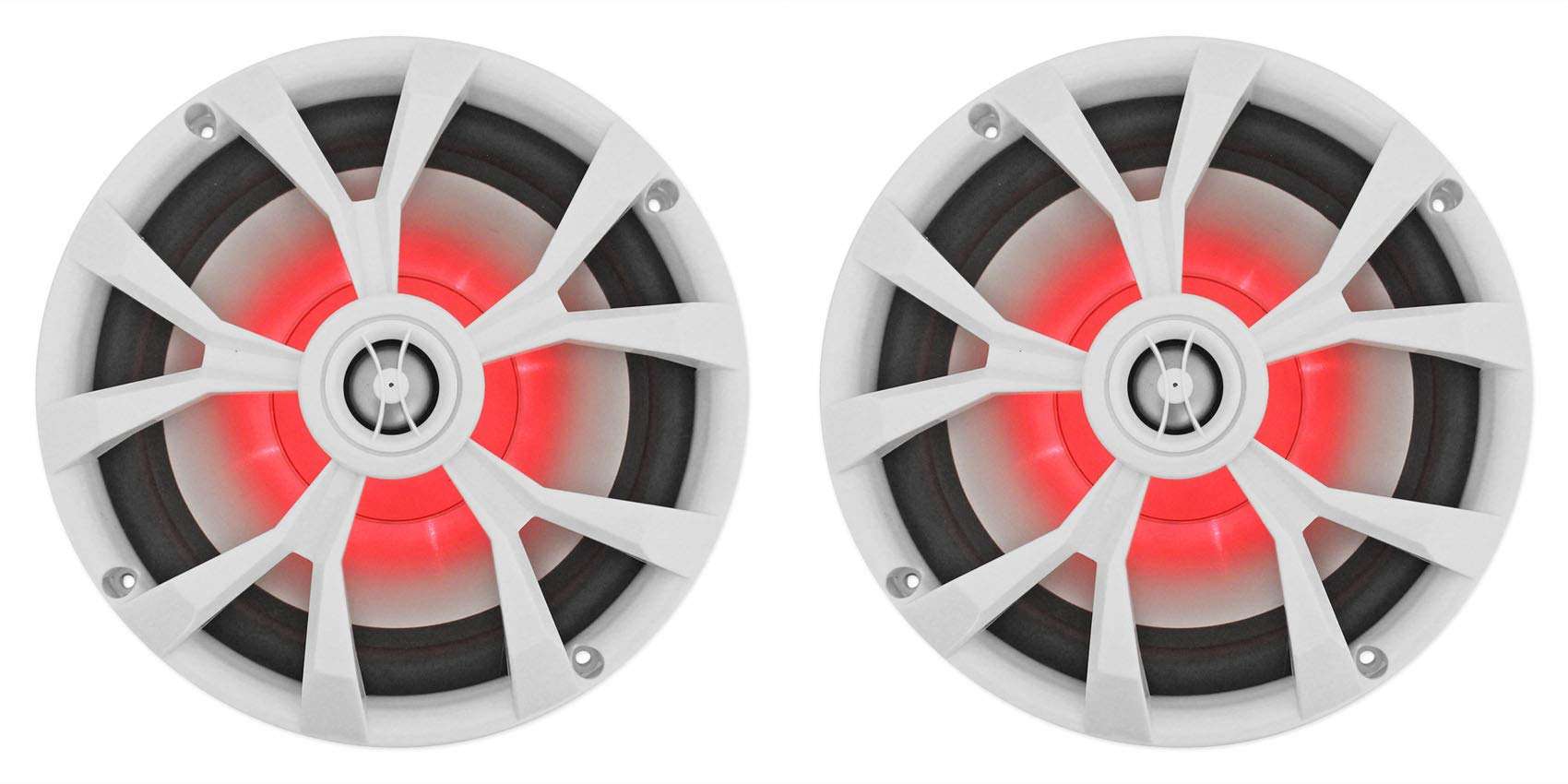 Rockville RKL80MW 900W 8" 2-Way Marine Boat Speakers (2), IP66 Waterproof, LED Lights, High-Fidelity Sound, Perfect for Boats and Outdoor Use 1