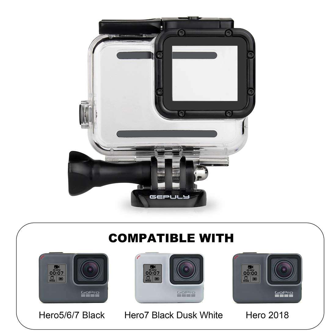 GEPULY Waterproof Case for GoPro Hero 2018/7/6/5 Black - 45M Underwater Protective Dive Housing Shell for Go Pro Hero7 Hero6 Hero5 Camera with Tripod Bracket Accessories 5