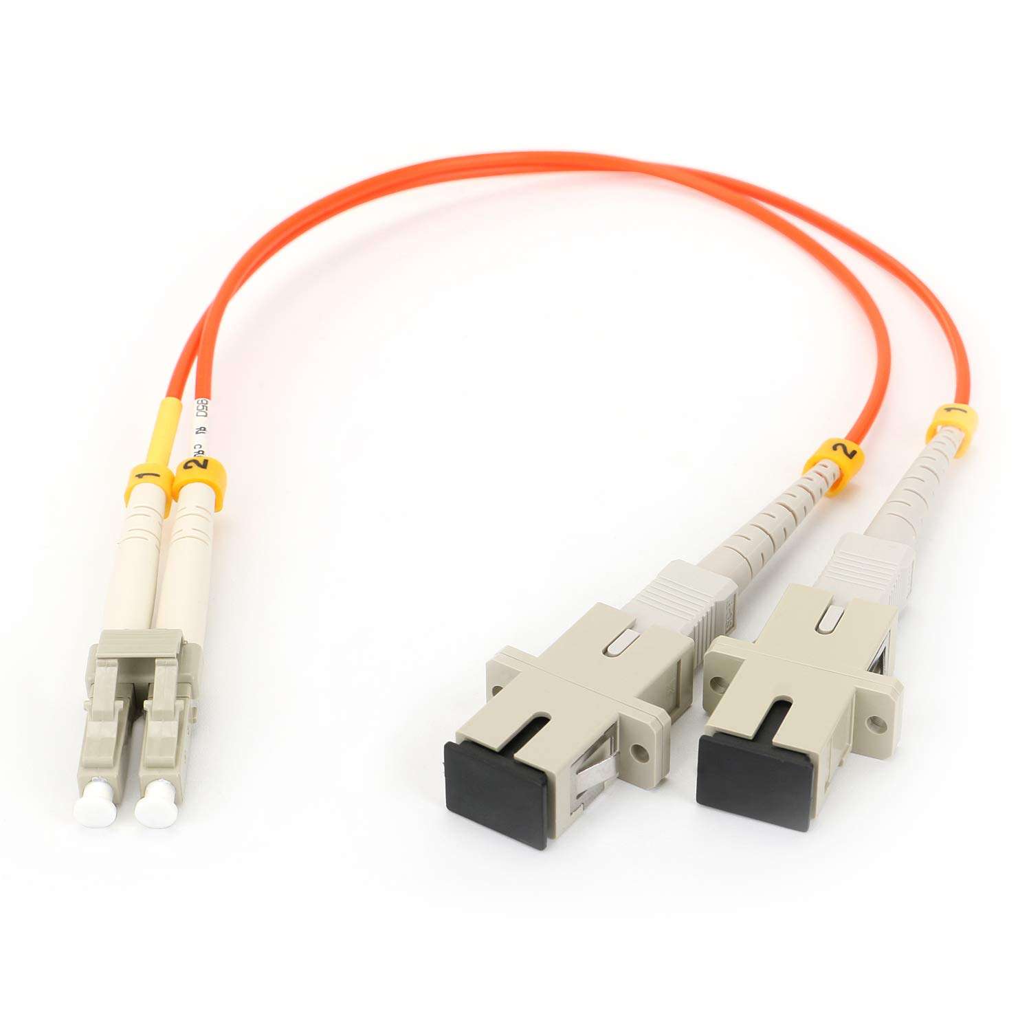 AllChinaFiber Fiber Optic Adapter Cable, LC to SC Multimode OM1 62.5/125 Duplex, Hybrid Connector Coupler Converter Dongle, Male to Female Mutual On-line Transfer Adapter - 1FT 1
