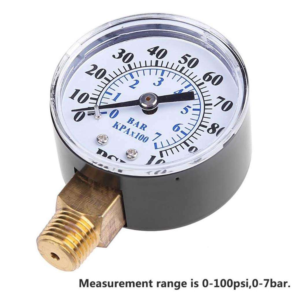 Youngy Well Pump Pressure Gauge 1/4'' NPT Thread 0-100 PSI 0-7 Bar Water Air Gas Pressure Monitor 6