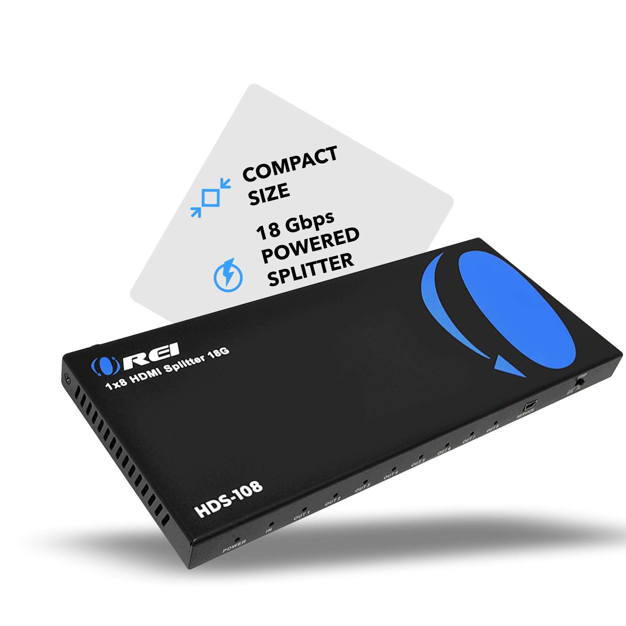 OREI UltraHD 1 in 8 Out HDMI Splitter 4K@60Hz 4:4:4 - HDMI 2.0 and HDCP 2.2 compliant with 3D support and EDID control 4