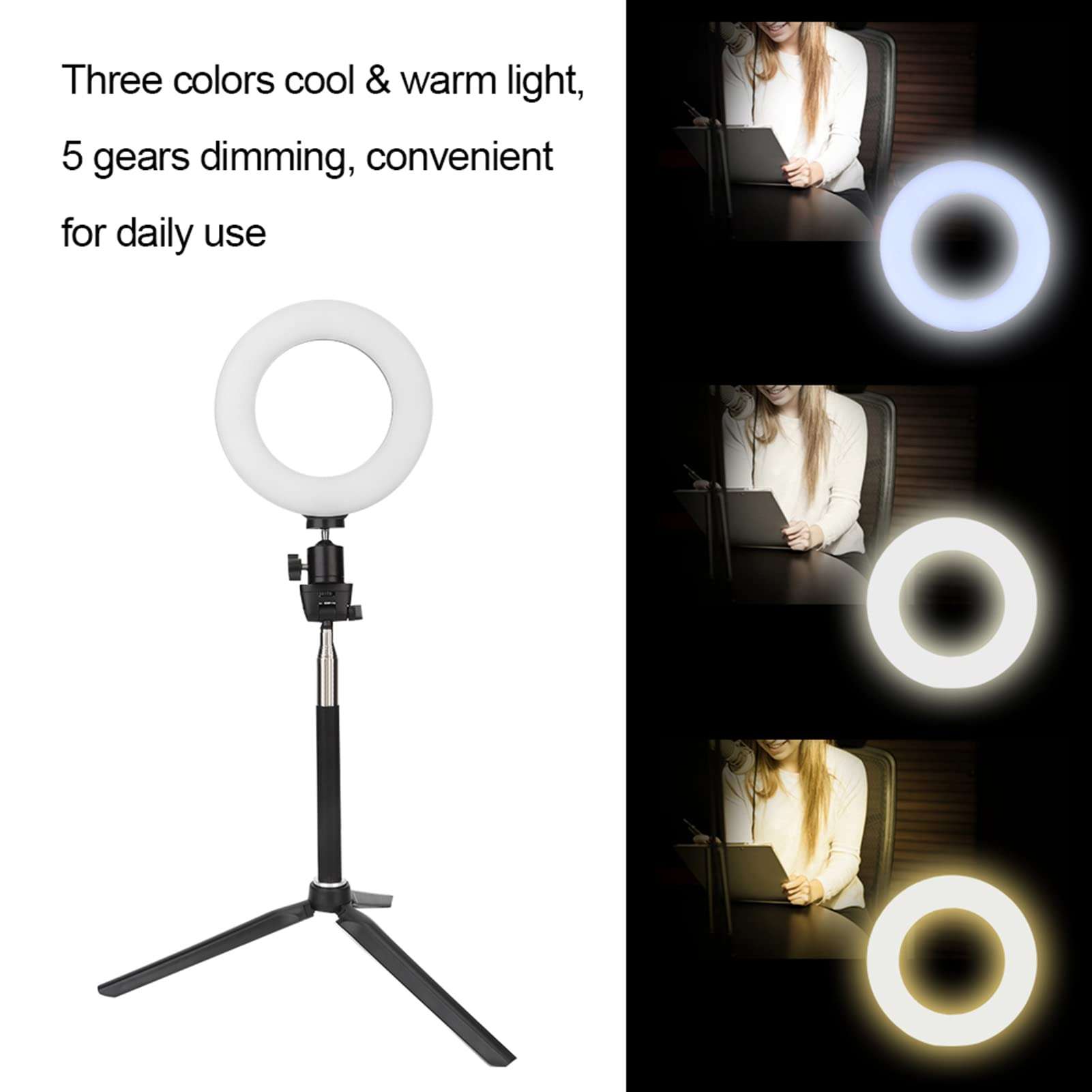 6 Inch LED Ring Light Dimmable Ring Light with Stand Adjustable Brightness Fill Light for Video Live Streaming Take Photo Makeup 4