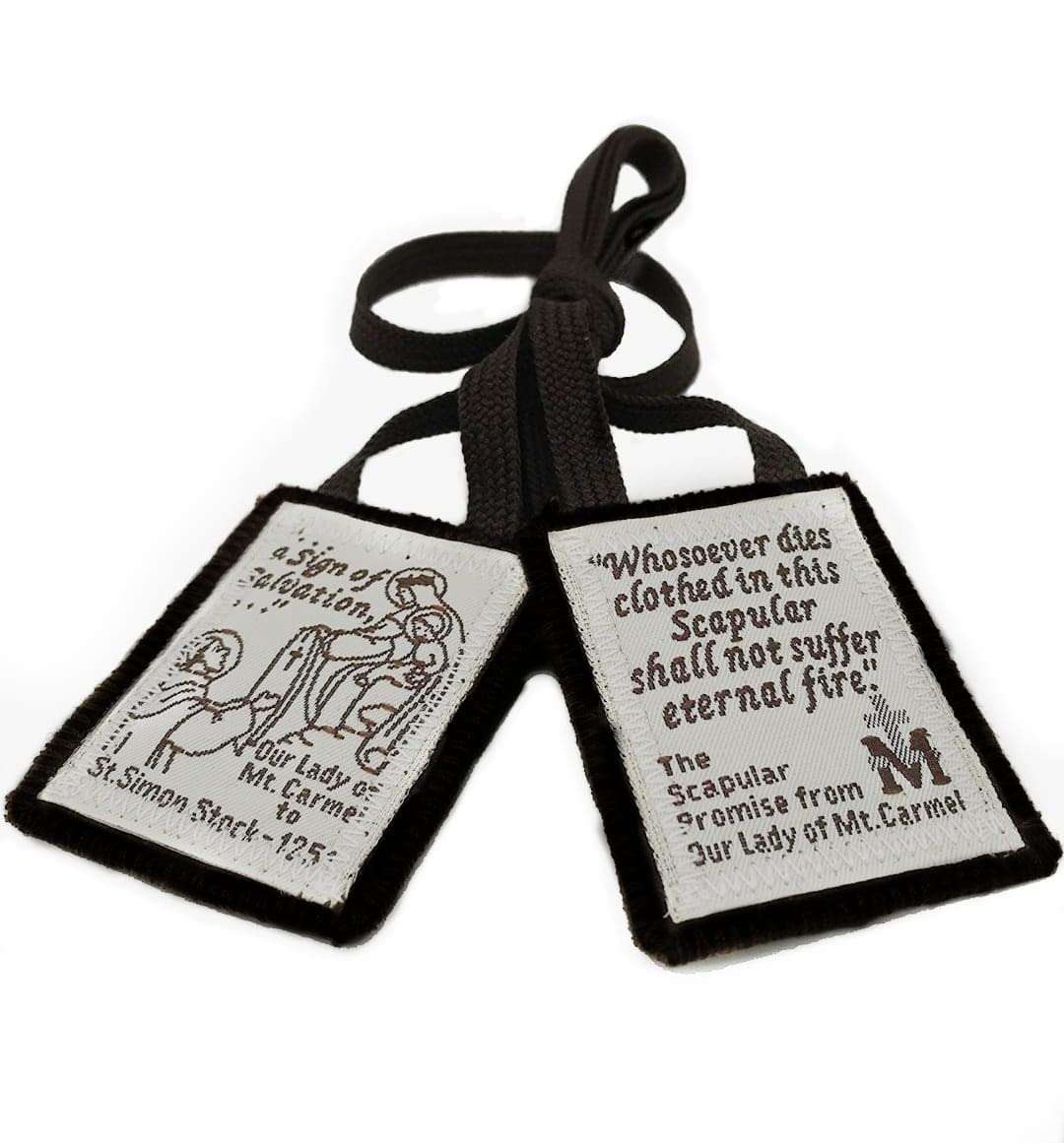 Brown Scapular Catholic Premium Handmade in India with 100% Wool - Our Lady of Mt Carmel Escapulario (Premium Stitch Edges) Set of 2