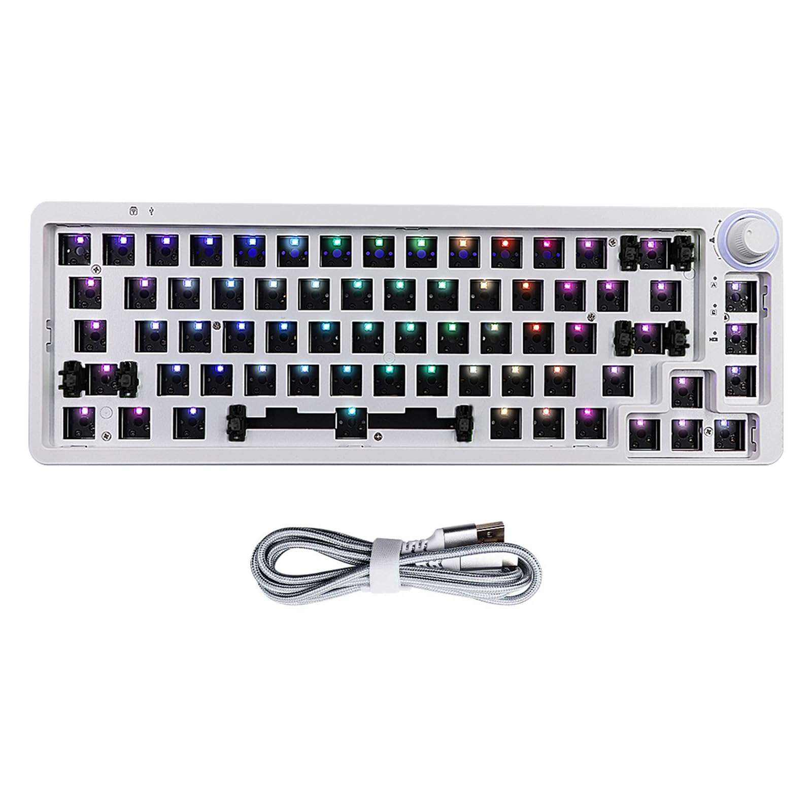 LK67/KF068 Hot Swappable Mechanical Keyboard Kits Single Modes 3/5Pin Switches Knob Keyboard 1