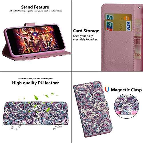 ISADENSER Phone Case for LG K30 2019 Case, LG Arena 2 Case, LG Escape Plus Case, LG Journey LTE Case, 3D PU Leather Flip Wallet Stand Cases as Women Girls for LG K30 2019 3D Purple Cactus YX 5