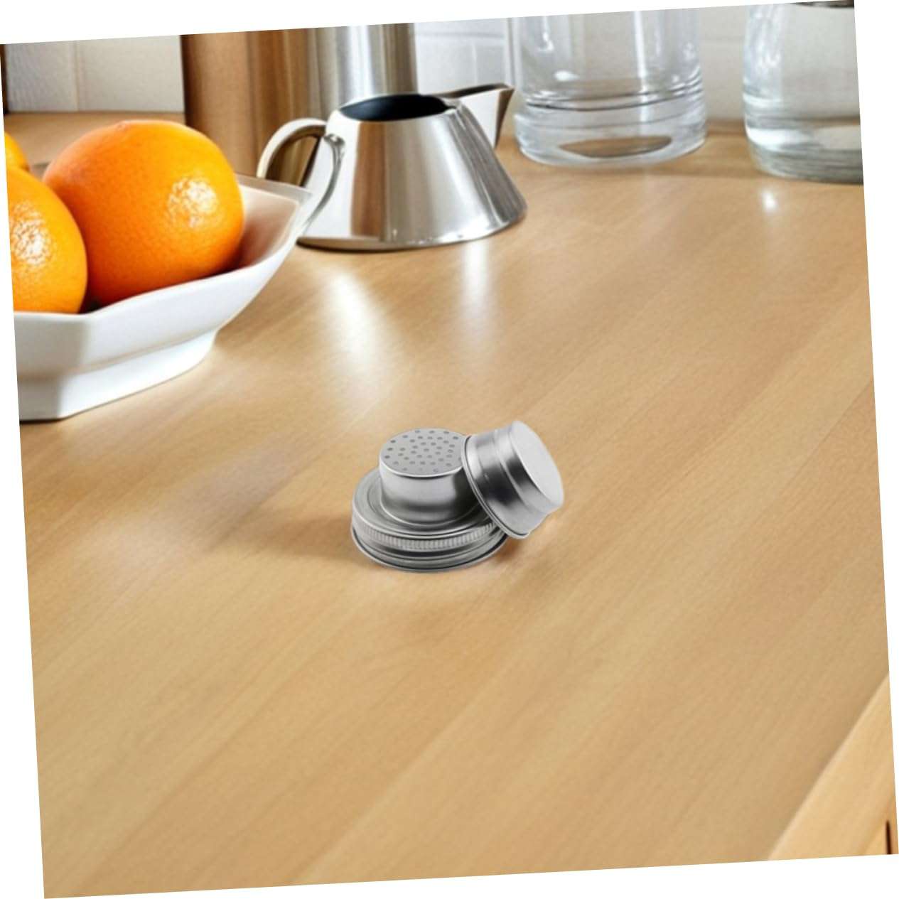 Veemoon 2Pcs Stainless Steel Mason Jar Shaker Lids for Salt Dispenser Regular Mouth Canning Jar Caps for Cocktails and Seasoning 6