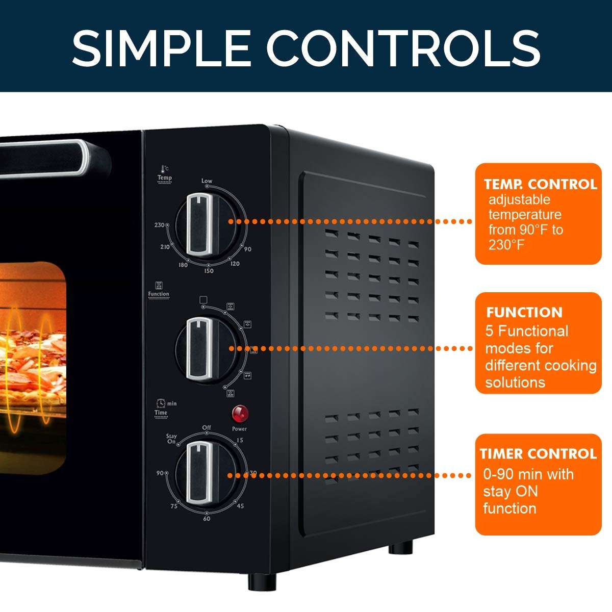 INALSA Premium OTG Oven With Double Glass Door |Capacity 45 Liters |1500W |Rotisserie & Convention Function| Temperature & Timer Selection, 5 Cooking Modes, (Chefs Club 45BKRC) 5