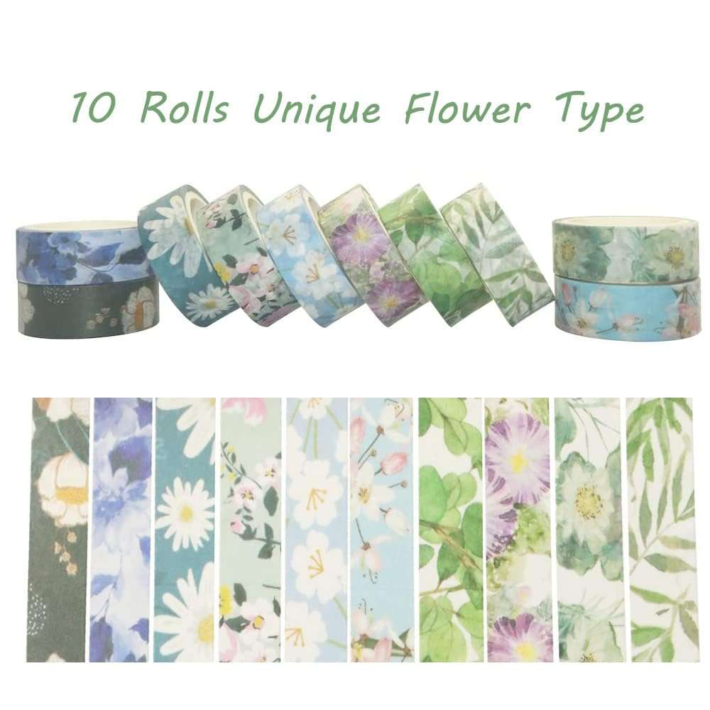 10 Rolls Handmade Decorative Masking Tape for Journaling, DIY Crafts, Scrapbooking - Easy Peel & Stick, Vintage Art Design，Washi Paper，Gift Wrapping, Home Decor - Waterproof, Reusable 4