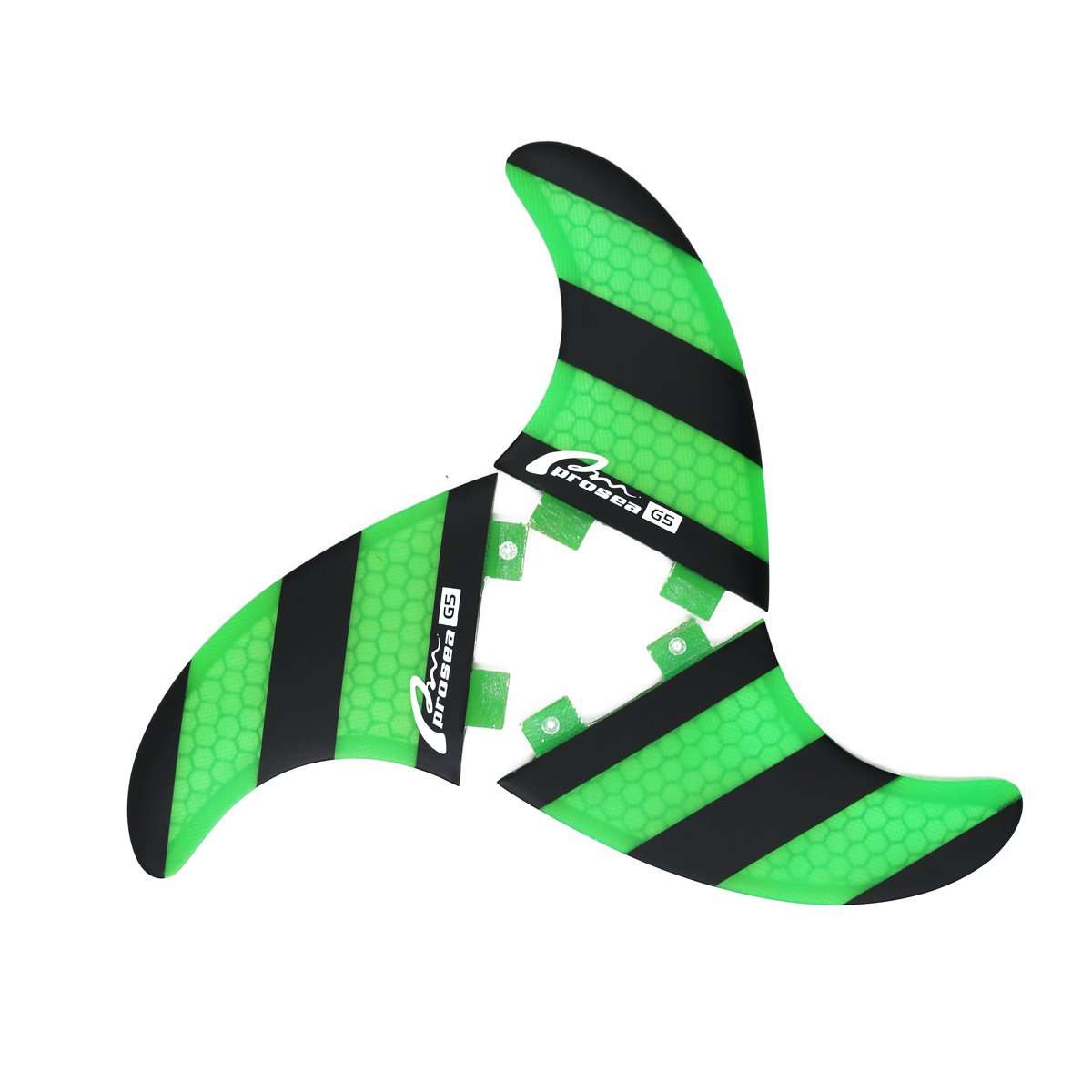 Prosea FCS18 Surfboard fins FCS Base Surfing thrusters Made of Fiberglass and Honeycomb with 1 Key and 6 Screws (Black and Green) 5