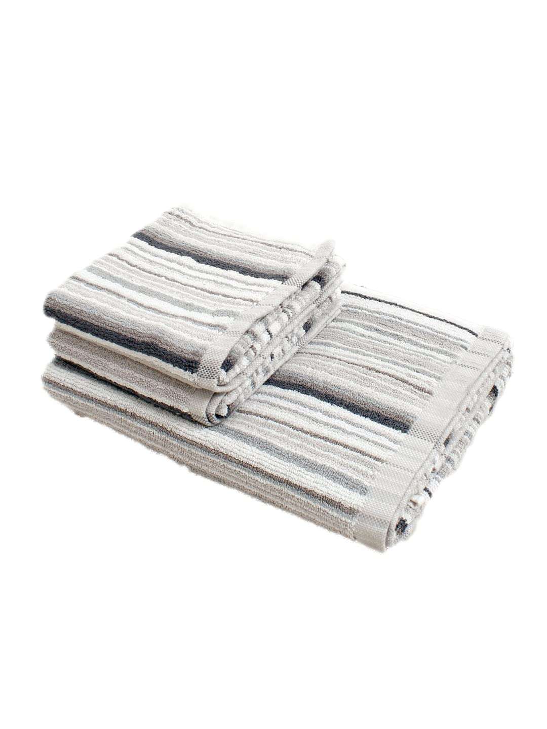 AVI Living Cotton Towel|Set of 3|GSM : 550 |Color : Multi (Blue & Beige)|for Home Men Women 4