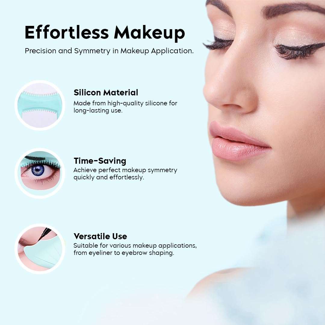 Gleva 4 in 1 Eyeliner Stencils For Eyes, Mascara Applicator Tool, Resusable Silicone Eyeshadow Eyebrow Stencils, Eyelash Makeup Aid Cosmetic Tool for Girls & Women's (Blue) 4