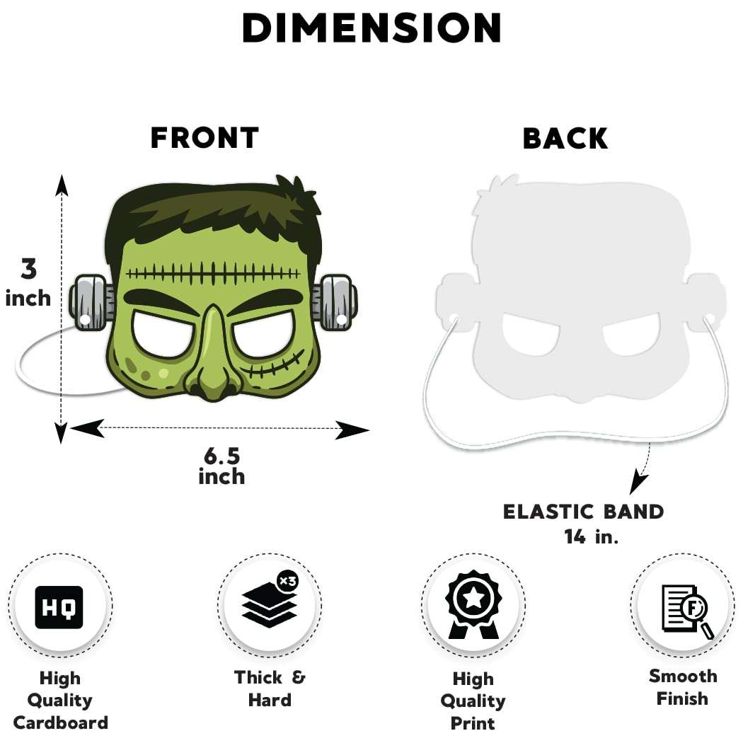 Festiko® Halloween Theme Eye Masks (42 Pcs), Halloween Theme Party Supplies, Return Gifts for Kids, Halloween Theme Party Items,Frankenstein Eye Masks for Kids 4