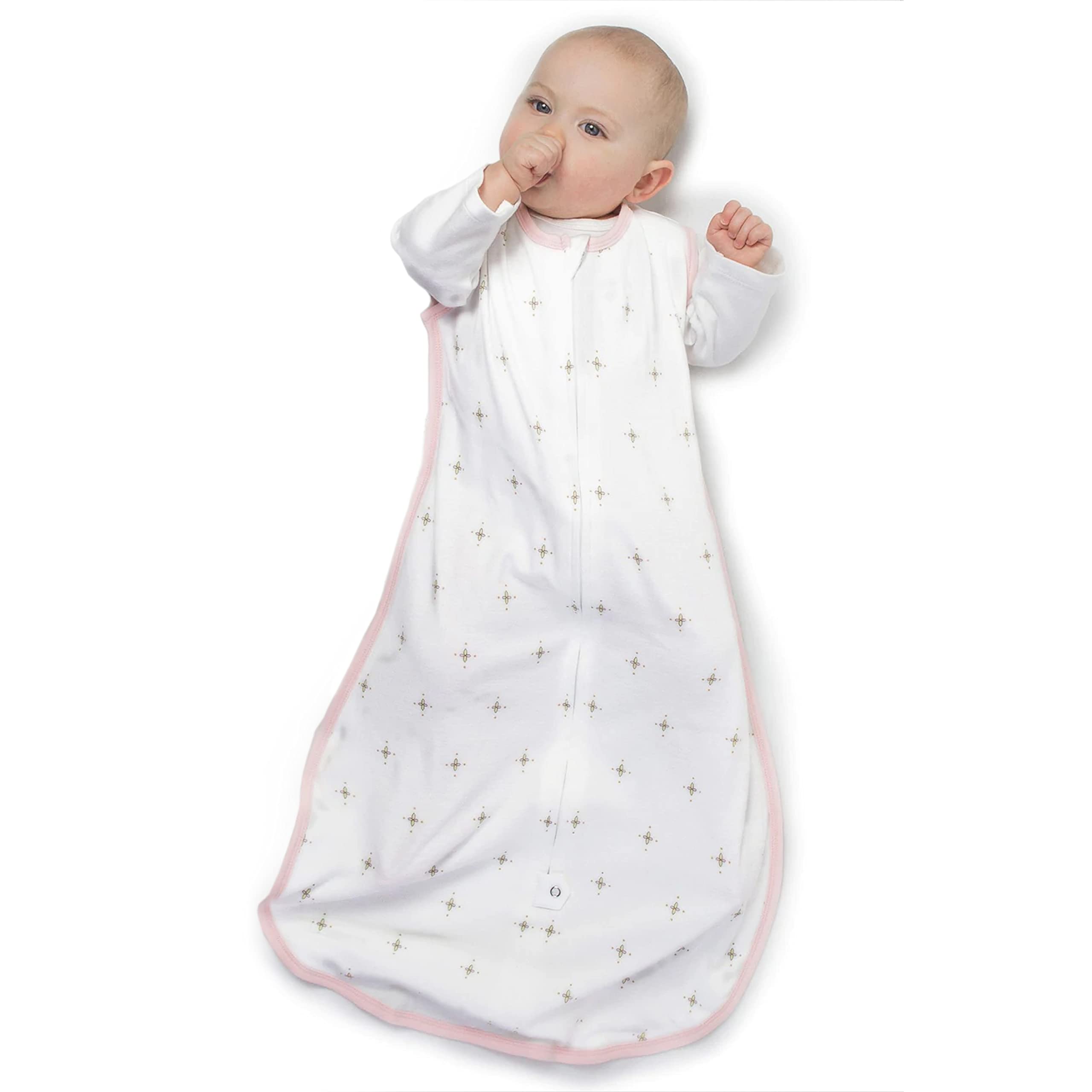 SwaddleDesigns Cotton Sleeping Sack Wearable Blanket with 2-Way Zipper, Bella, Pink (Small 0-6 Months) 3