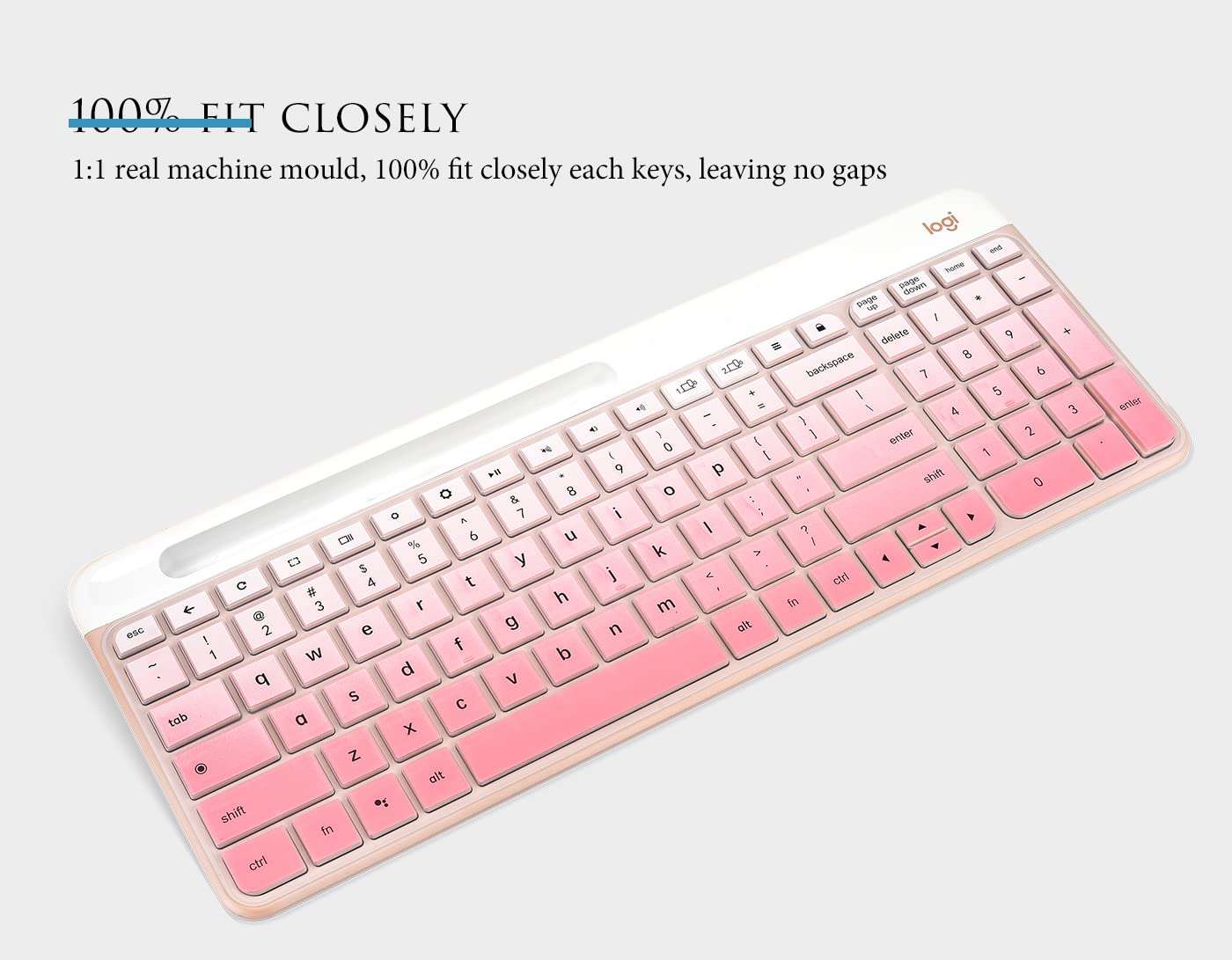 Keyboard Cover Skin Compatible with Logitech K585 Keyboard, Logitech K585 Slim Wireless Keyboard Protective Skin Cover Accessories - Gradual Pink 2