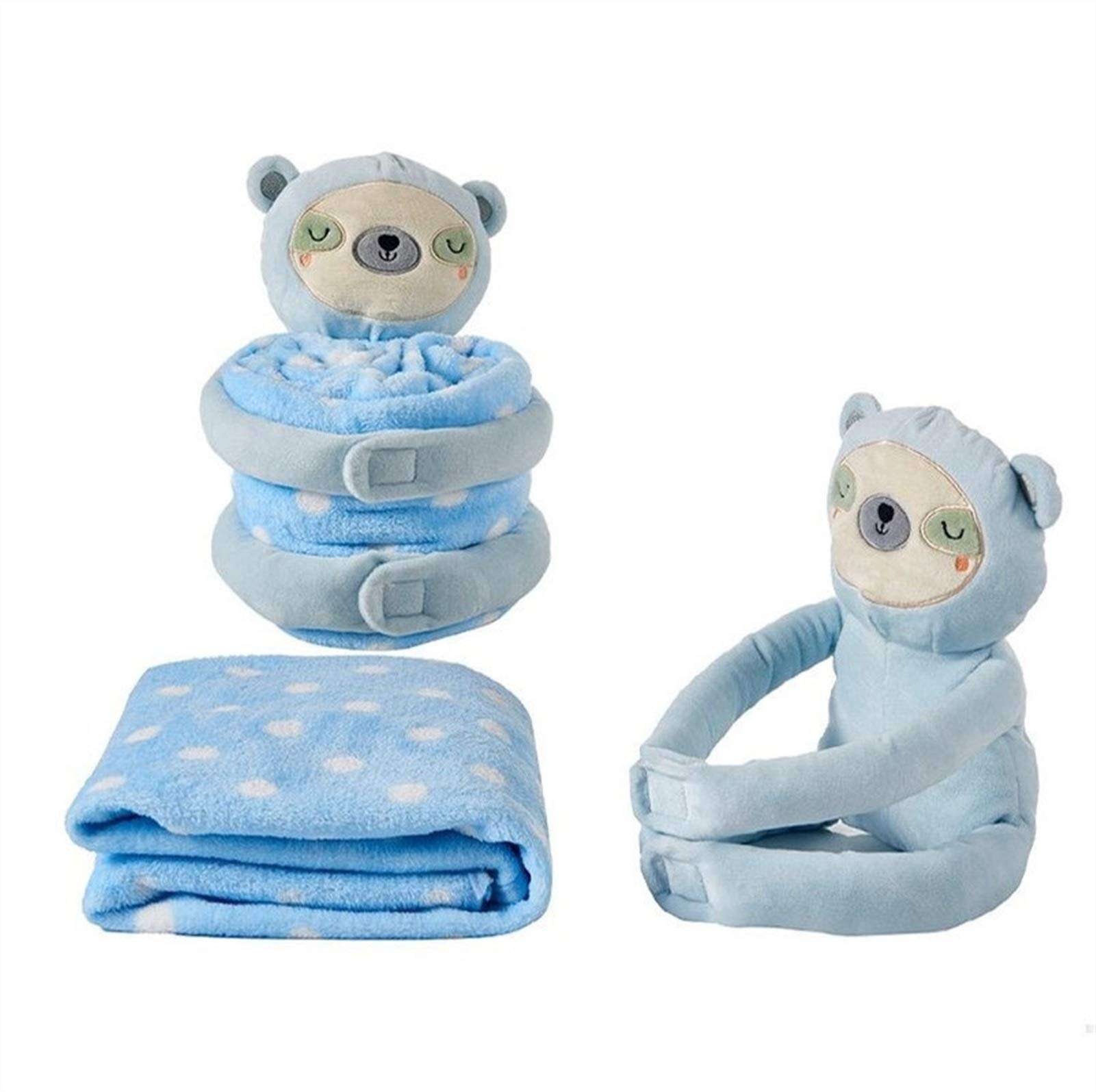 whbage Blanket 2pcs/Set Cartoon Cute Animal Doll Pillow + Super Soft Stuffed Crystal Velvet Nap Shawl Blanket for Children Girls Birthday Gift (Color : Pink Rabbit, Size : 90x80cm) 6