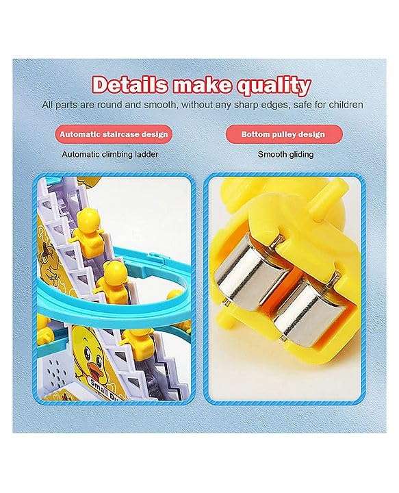 ADKD Duck Track Stair Climbing Toys for Kids, Escalator Toy with Lights and Music -with 3 Small Duck - Multicolor | 5