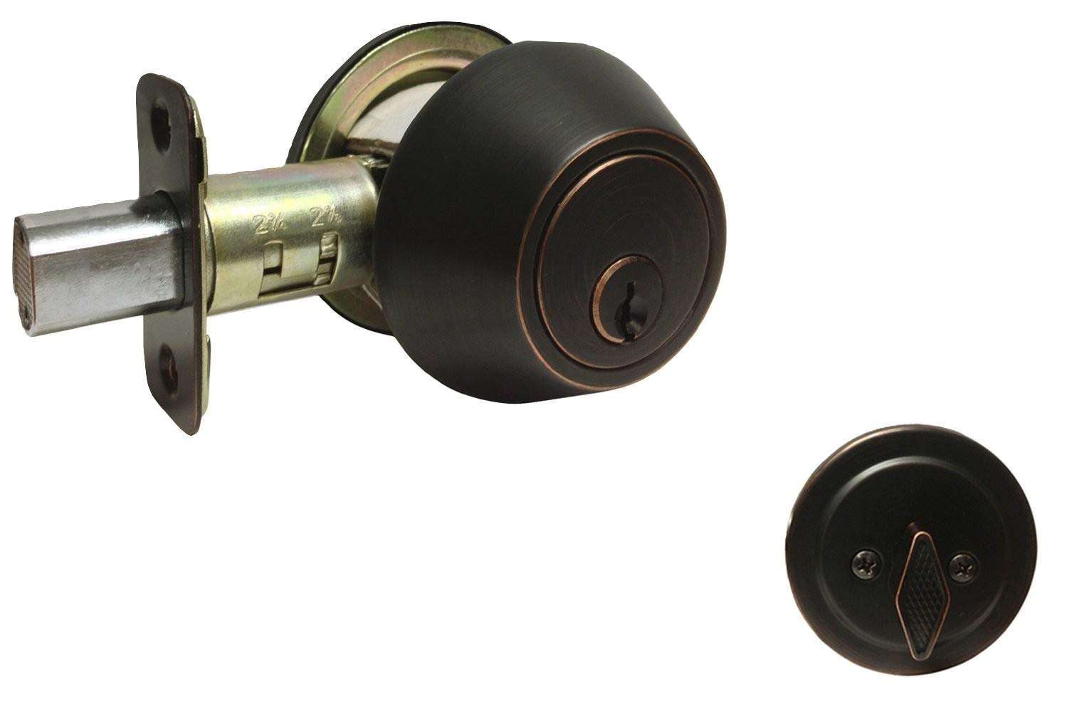 2 PC Dark Oil Rubbed Bronze Entry Entrance Lock Single Cylinder Deadbolt Keyed Alike 101DBR 1