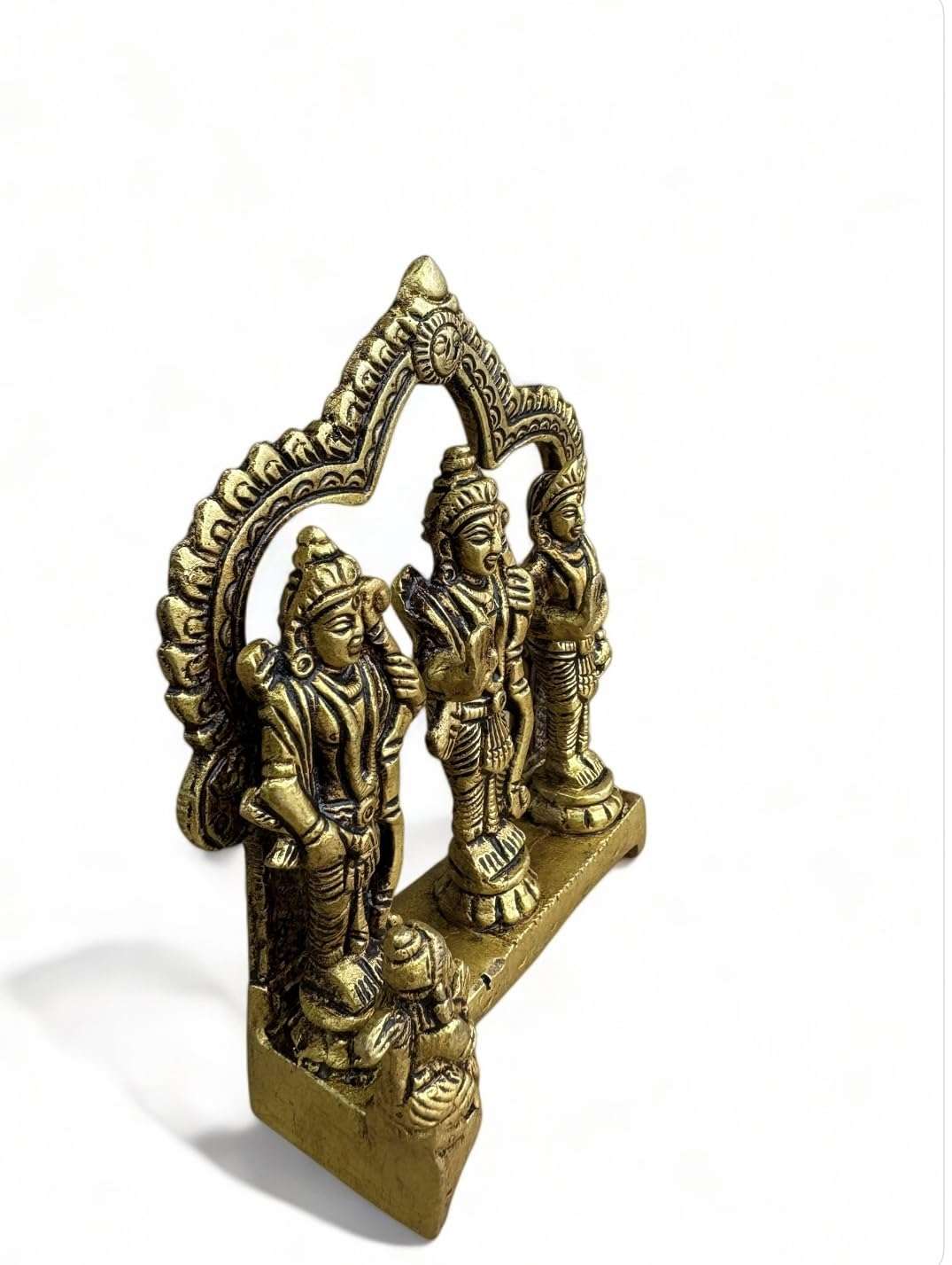 Pure Brass Ram Darbar Murti Ram Darbar Statue for Home Decor and Office Desk Ram Sita Laxman Hanuman Idol for Puja Room Shree Ram Parivar Murti for Gift Pital ram darbar Idols 4.5inch 5