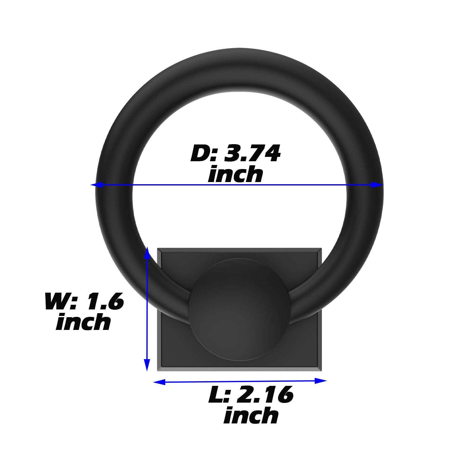 trust4care 3-3/4" Sliding Barn Door Handles, Flat Black Flush Grab Pull Hardware Set for Barnyard Recessed Sliding Doors, Pendant Ring Rustic Decorative(1, Flat Black) 5