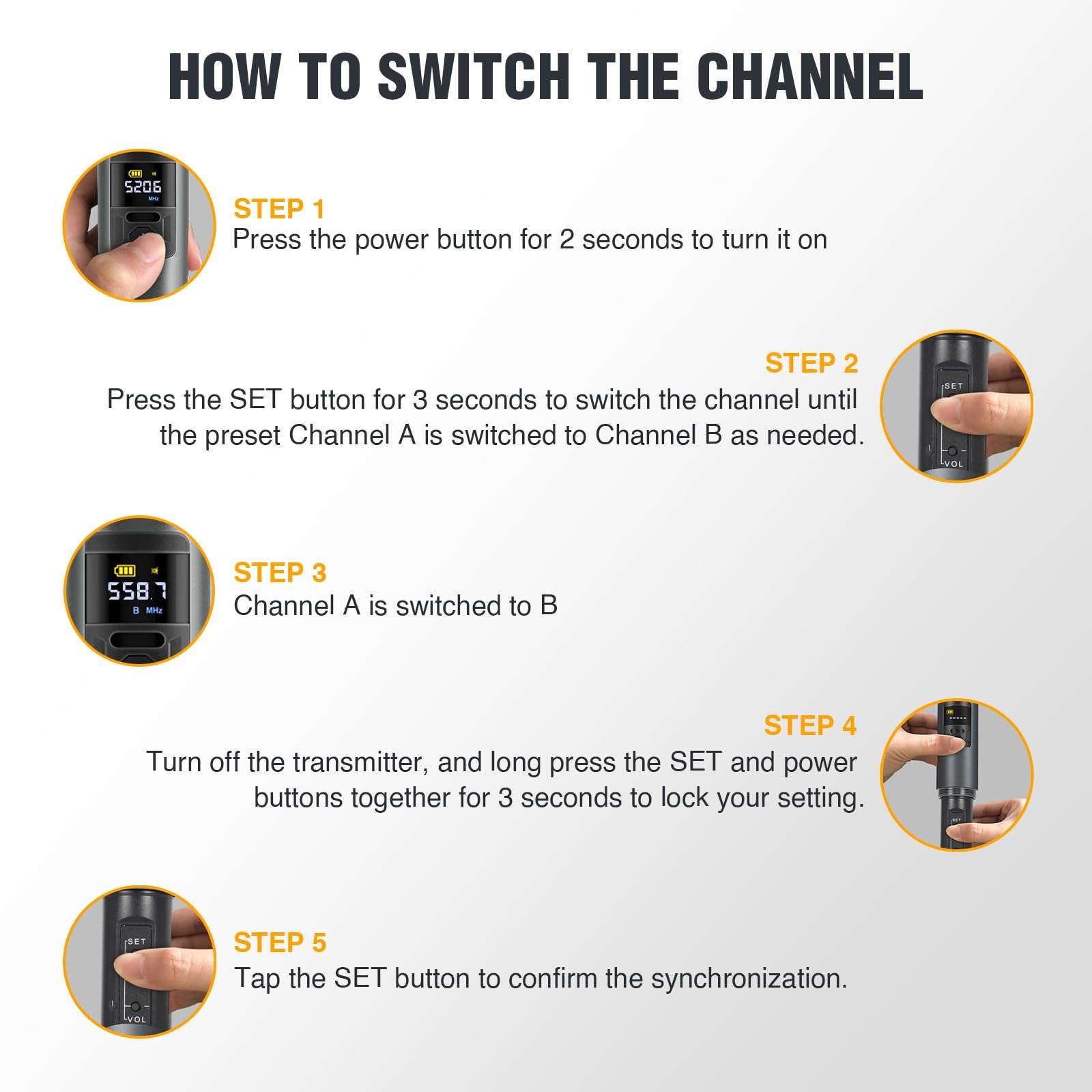 Phenyx Pro Professional Wireless Microphone, UHF Dynamic Mic, Metal Cordless Mic, Handheld Microphone for PTU-52/PTU-5200/PTU-4200 with Selectable 30 Frequencies (PWH-4200) 5