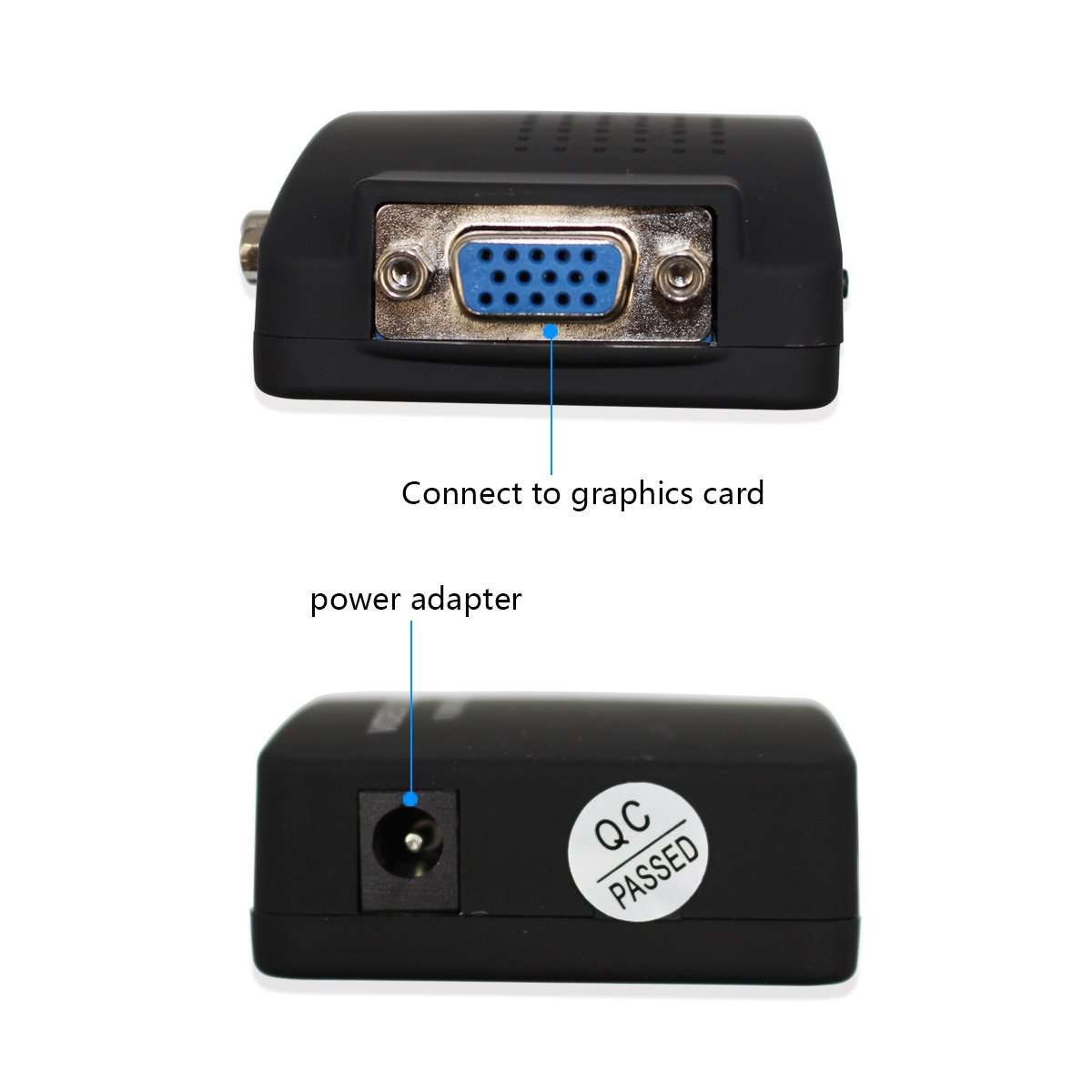 AV to VGA Converter Composite S-Video Signal Adapter with VGA Loop for Monitor Notebook Computer STB DVR 5
