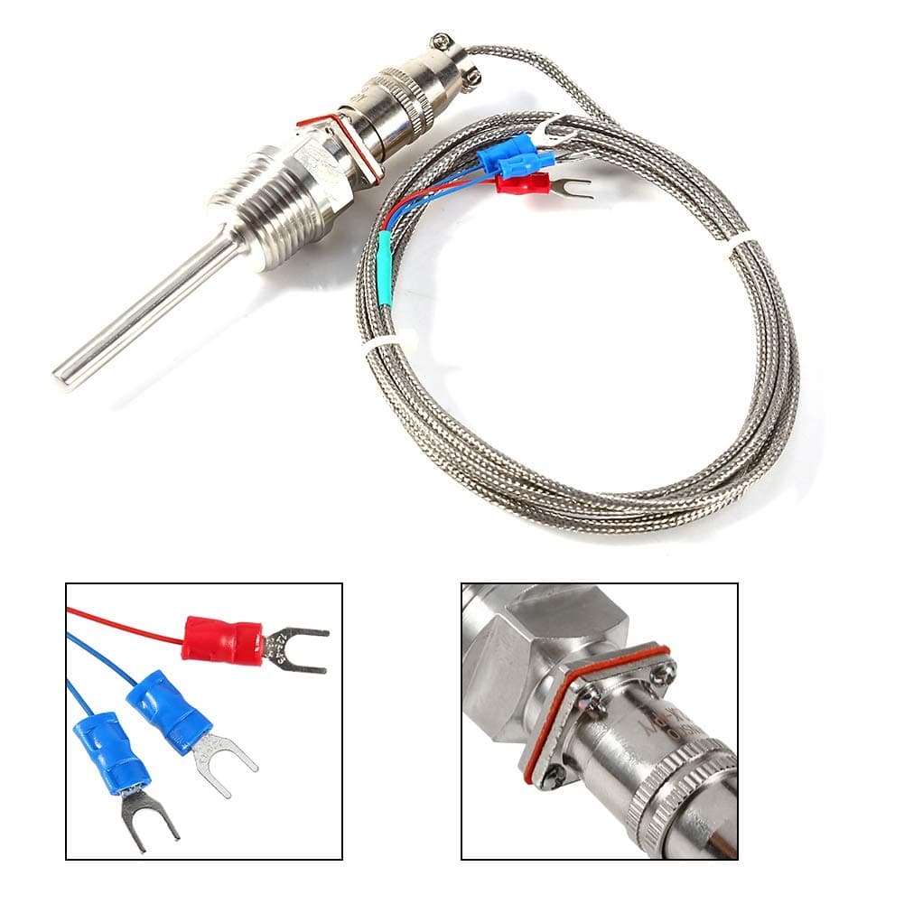 Jadeshay RTD PT100 Temperature Sensor with 2 Meter Cable, 1/2" NPT Thread Connector Stable Performance, High Precision and High Temperature Resistance 3