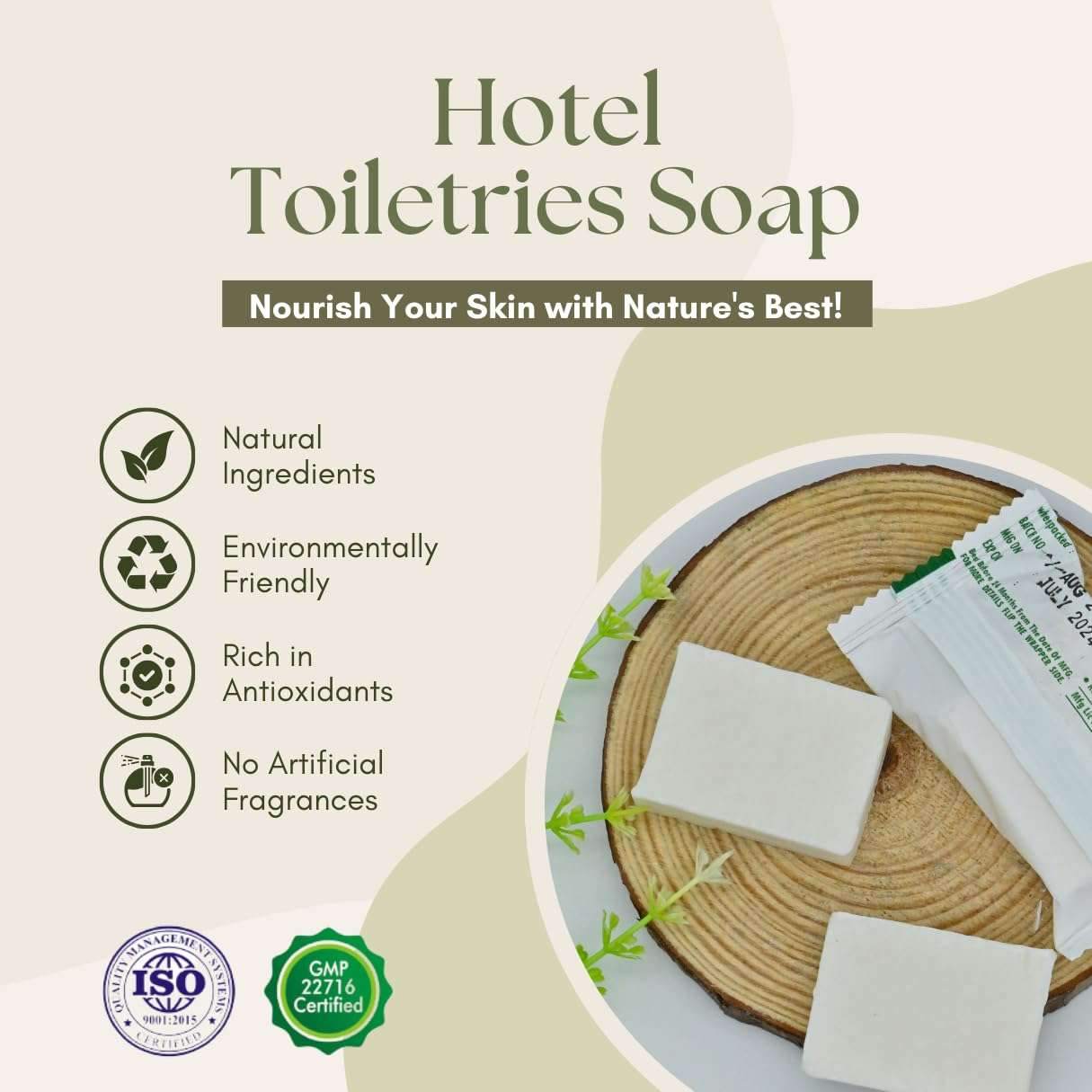 BioGate® Hotel Soaps 12g (Pack of 50) - Designed for 3, 4, 5 Star Hotels | Guest Soap with Invigorating Scent 4