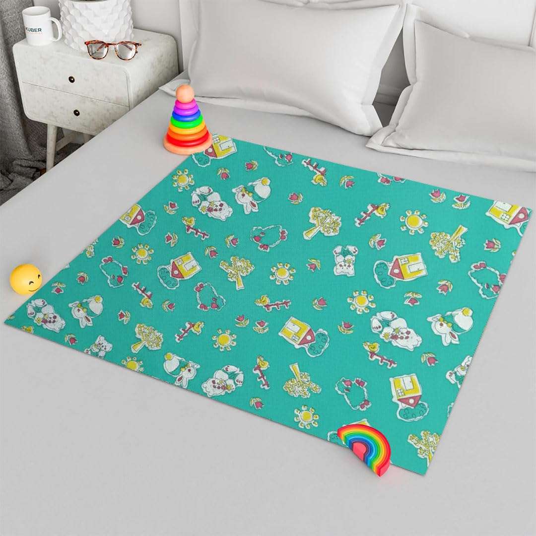 Printed Waterproof Baby Crib Bedsheet 36x54 Inch | PVC Urine Proof Mattress Protector | Baby Plastic Sheet for Newborn & Toddler | Pack of 1 (Green Sparrow) 1