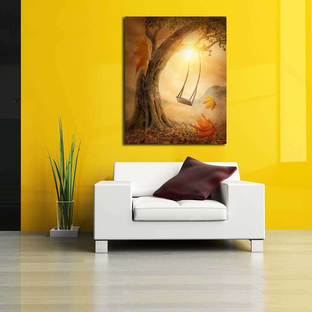 Pitaara Box Old Swing Canvas Painting Mdf Frame 14 X 17.5Inch 6