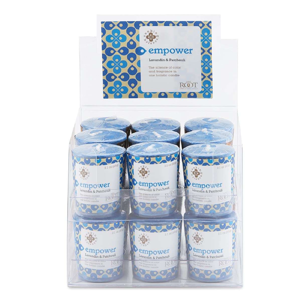 Root Candles Seeking Balance 20-Hour Votive Candles, 18-Pack, Empower: Lavandin Patchouli, 18 Count 1