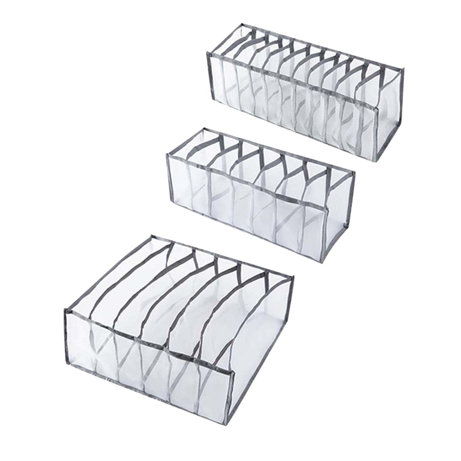 Foldable Underwear Organizer Panties Bra Drawer Storage Box 3pcs Gray 6