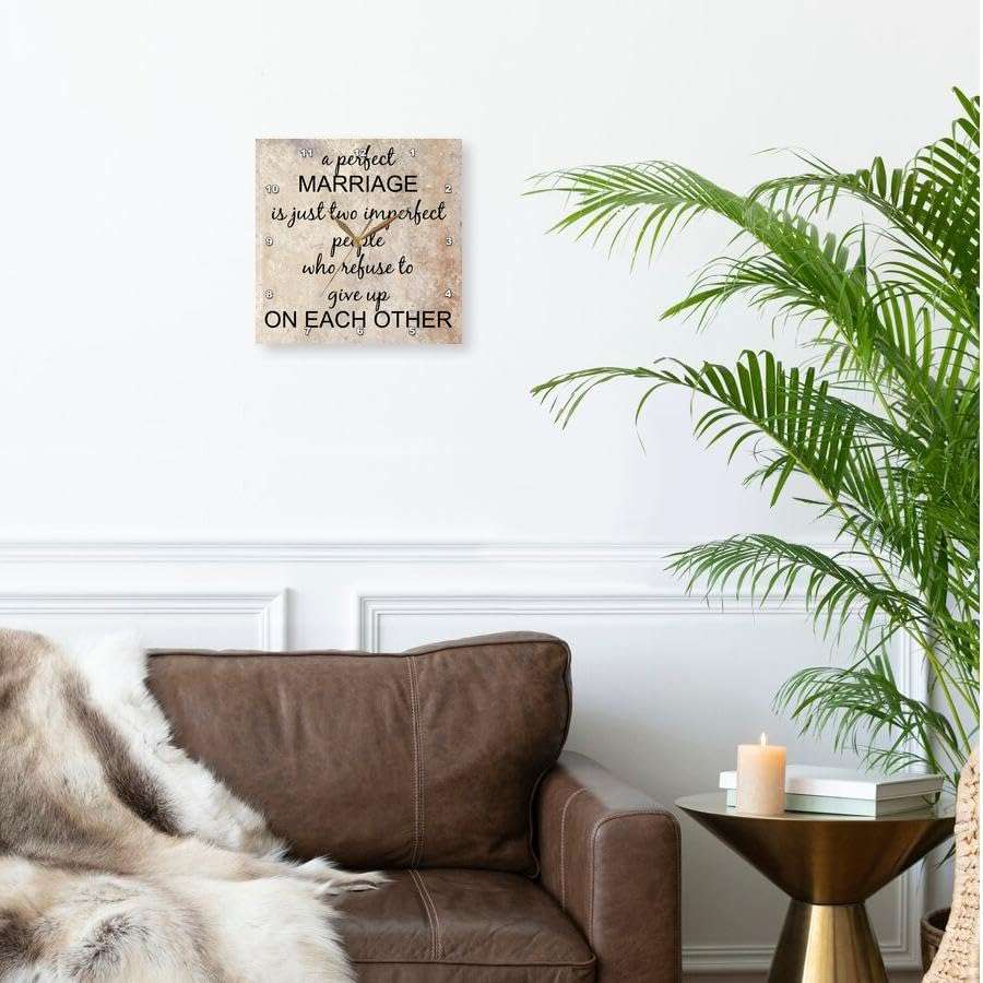 3D Rose 3dRose a Perfect Marriage, Black Lettering on Picture of Marble Print Background-Wall Clock, 10-inch (DPP_180092_1) 3