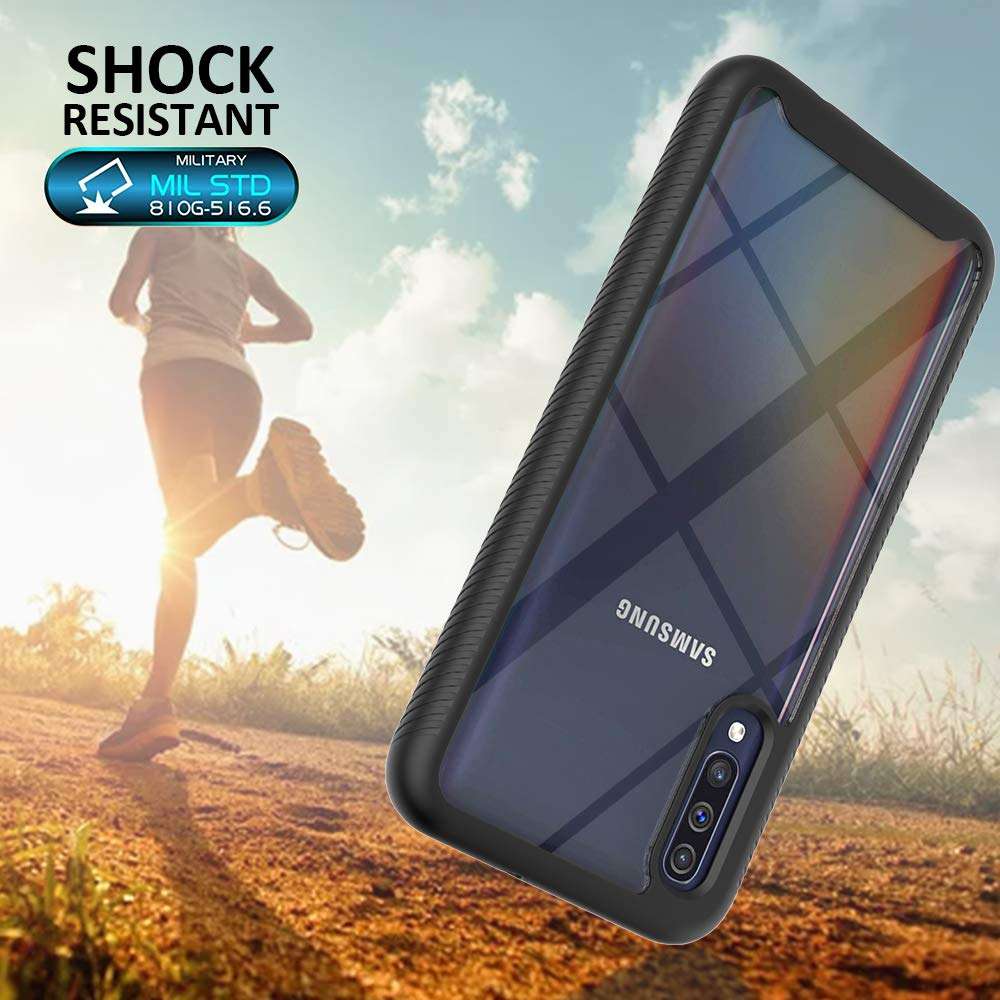 Lxlfcase for Samsung Galaxy A50 Case 6.4 inch Galaxy A50s 2019 Full-Body Rugged Cover Cases Supports Wireless Charging Shockproof Case Designed for Samsung Galaxy A50/A50s (Black+Clear) 4