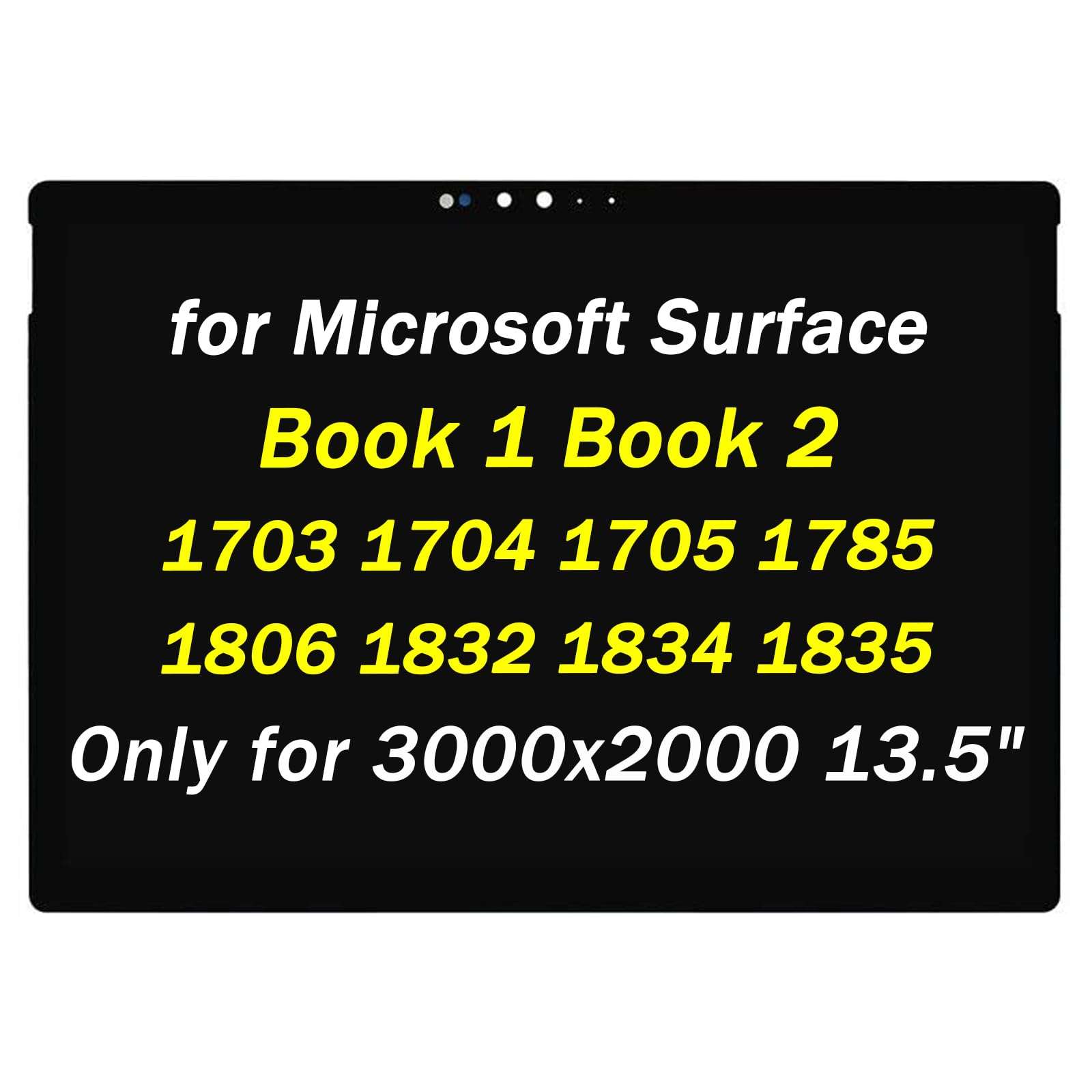 Replacement for Microsoft Surface Book 1 1703 1704 1705 1785 for Surface Book 2 1806 1832 1834 1835 VVX14P048M00 13.5" 3000x2000 LED LCD Touch Screen Display Digitizer Assembly (Only for 13.5 inch) 1