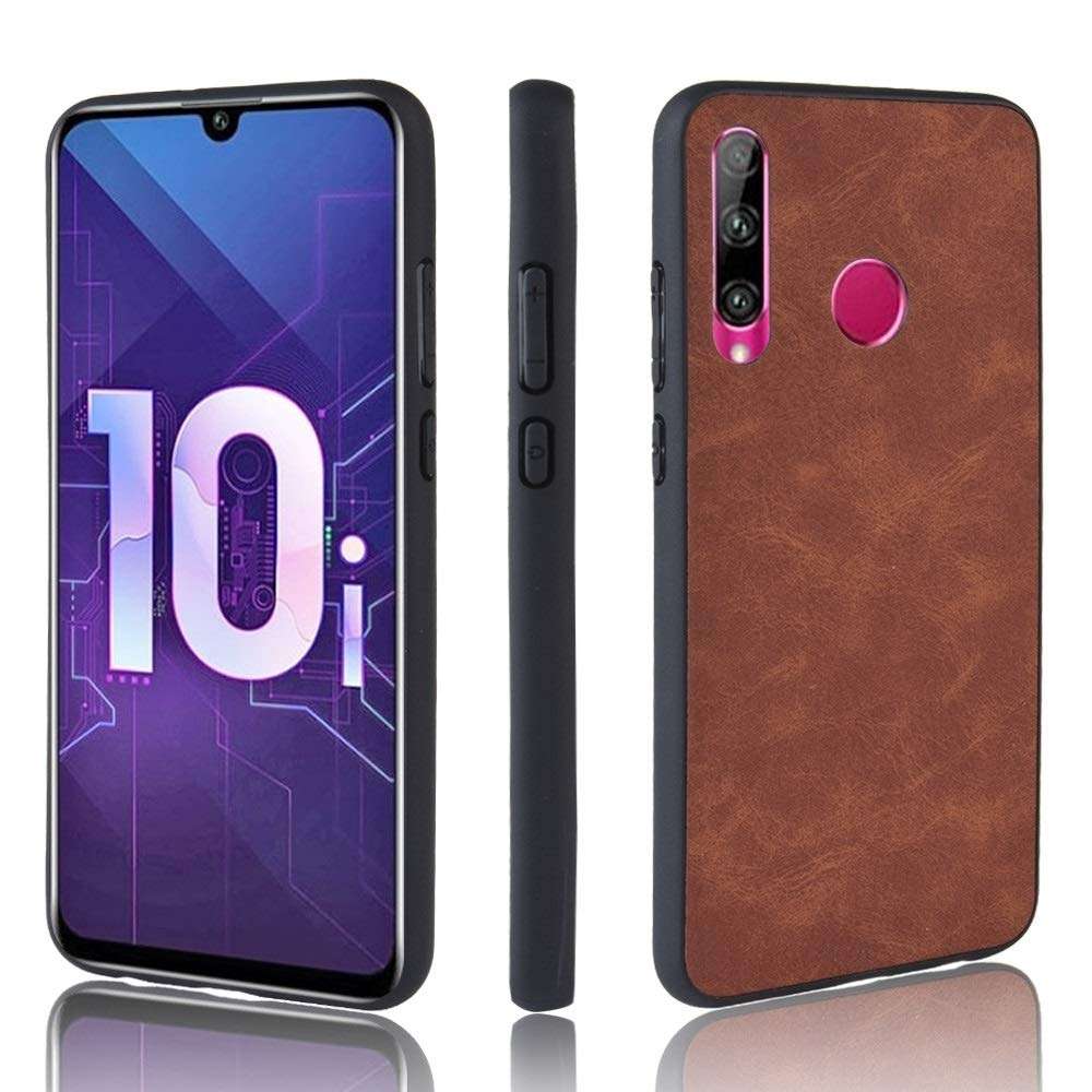 DINGXUEMEI XUEMEI CASE Hard Cell Phone Cases & Covers Shockproof Sheep Skin PC + PU + TPU Case for Huawei Honor 10i/Honor 20i(Black) (Color : Brown) 1