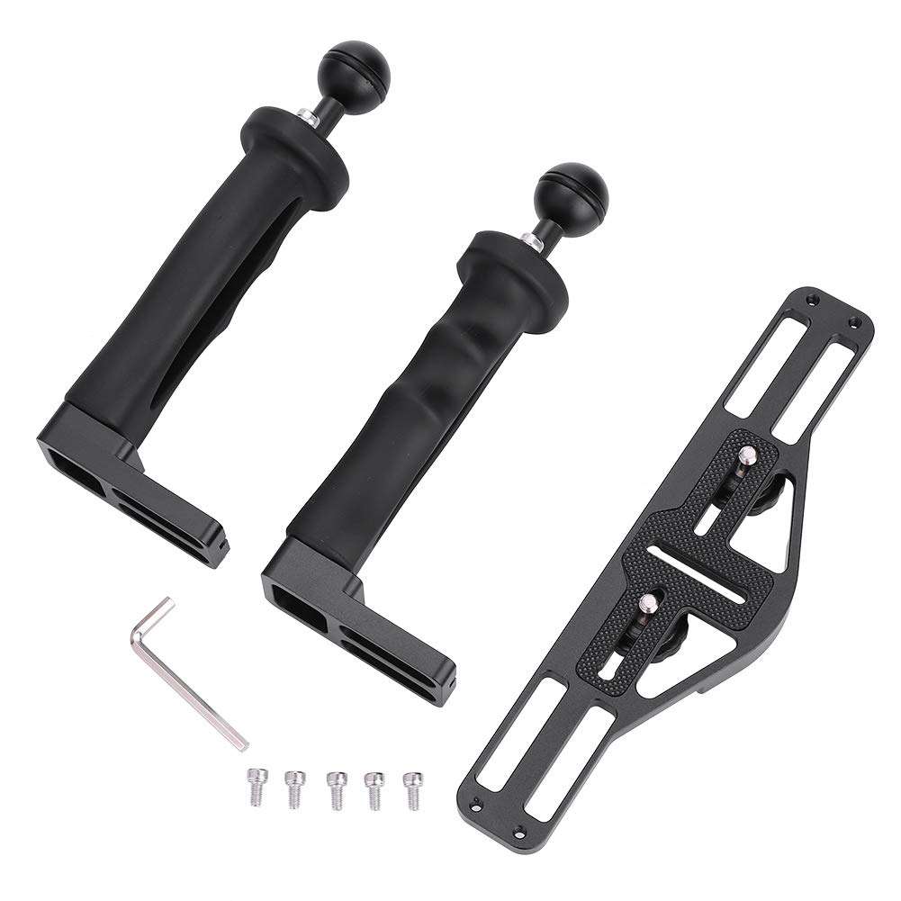 Camera Handle Grip, Aluminum Tray with Dual Handle Grips for Underwater Camera Housing Case Accessory, Underwater Photography System, Black 4