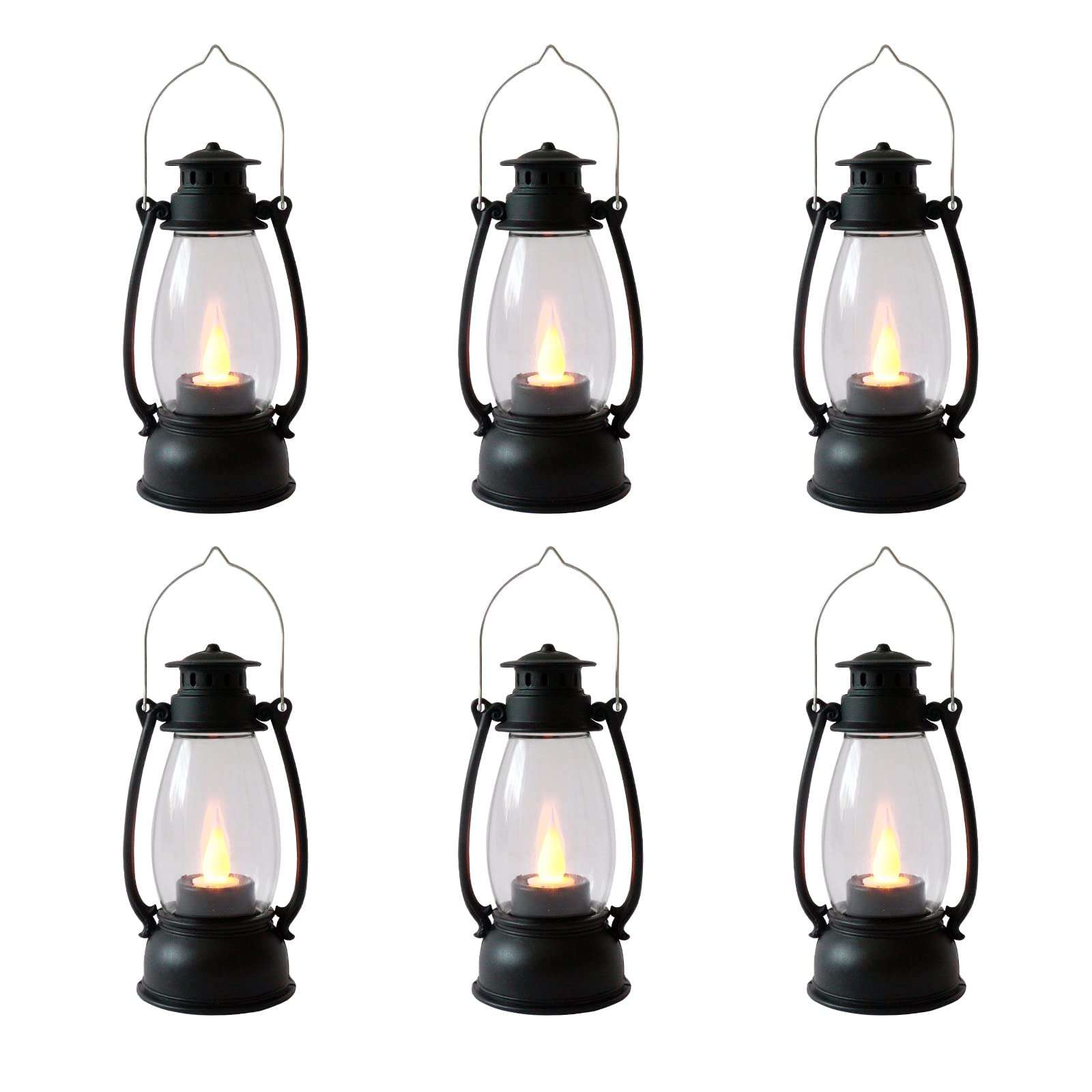 JAGDIV Mini Lanterns 6-Pcs LED Small Lanterns Indoor Lanterns Decorative Outdoor Hanging Lantern Decorative Candle Lanterns Farmhouse Decor for Weddings Birthday Party Halloween (Black 1) 1