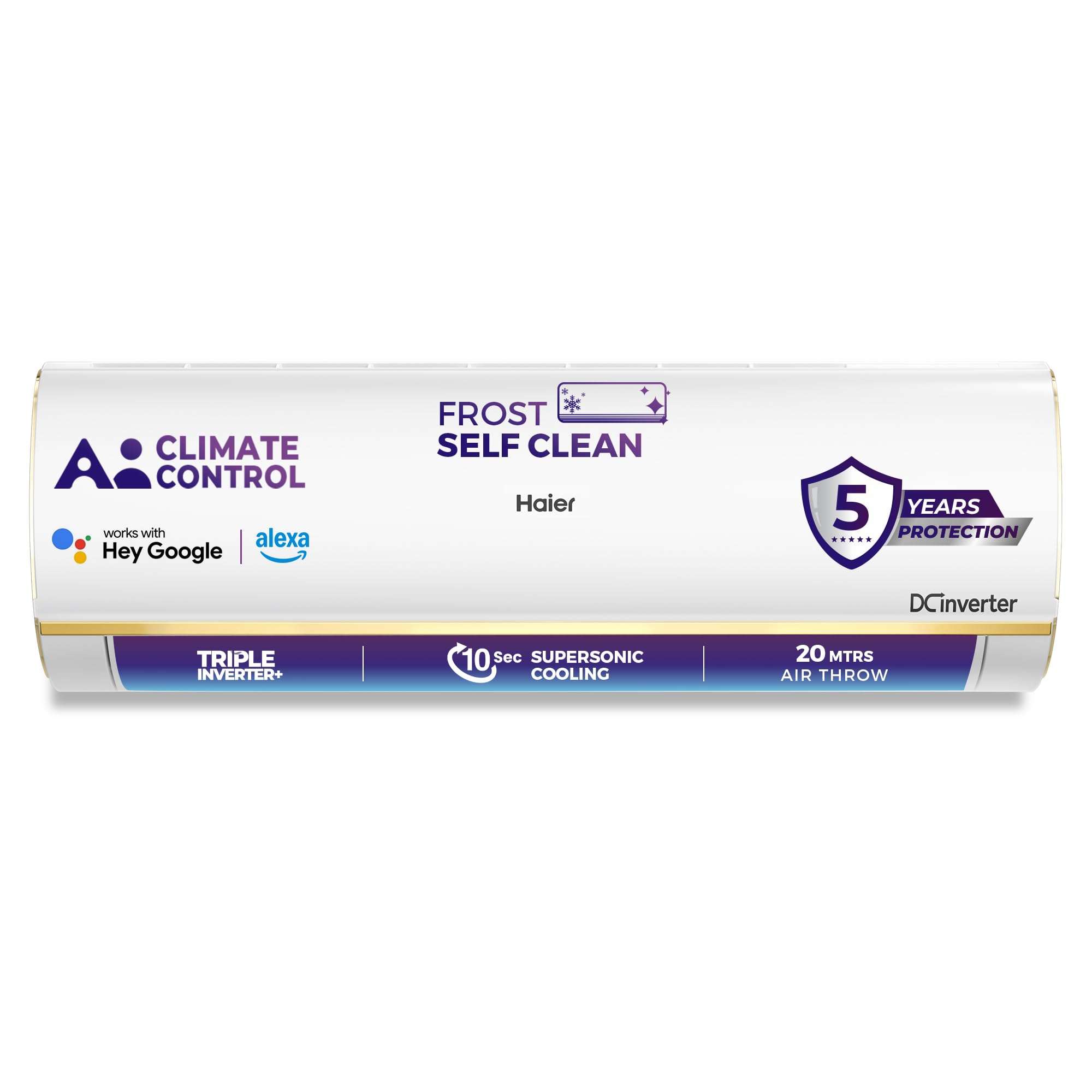 Haier 1.5 Ton 4 Star AI Climate Control Smart Split AC (5250 Watts, Copper, Wi-Fi, 4-Way Swing, Triple Inverter, 7 in 1, Frost Self Clean, HD Filter, Cools at 60°C - HSU18K-PYAIR4BN-INV, White) 1