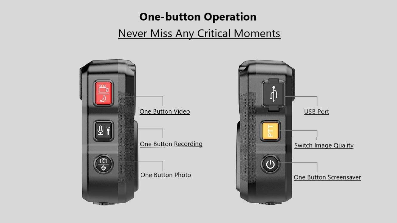 PatrolMaster 1296P UHD Body Camera with Audio, 2 Inch Display, Night Vision, Waterproof, Shockproof, Body Worn Camera with Compact Design, Police Camera (128GB) 4