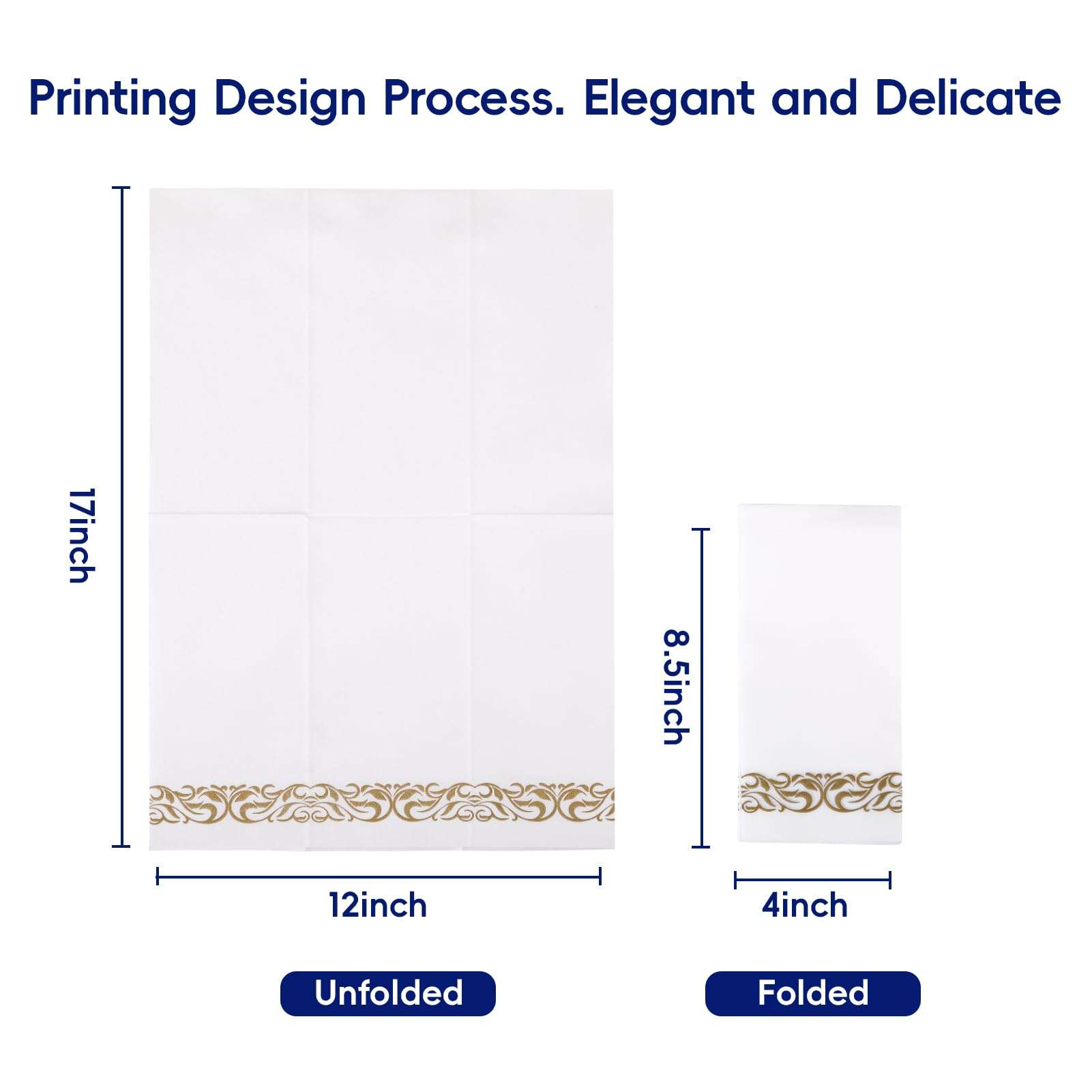 200 Disposable Guest Towels Soft and Absorbent Linen-Feel Paper Hand Towels Durable Decorative Bathroom Hand Napkins Good for Kitchen, Parties, Weddings, Dinners or Events White and Gold 3