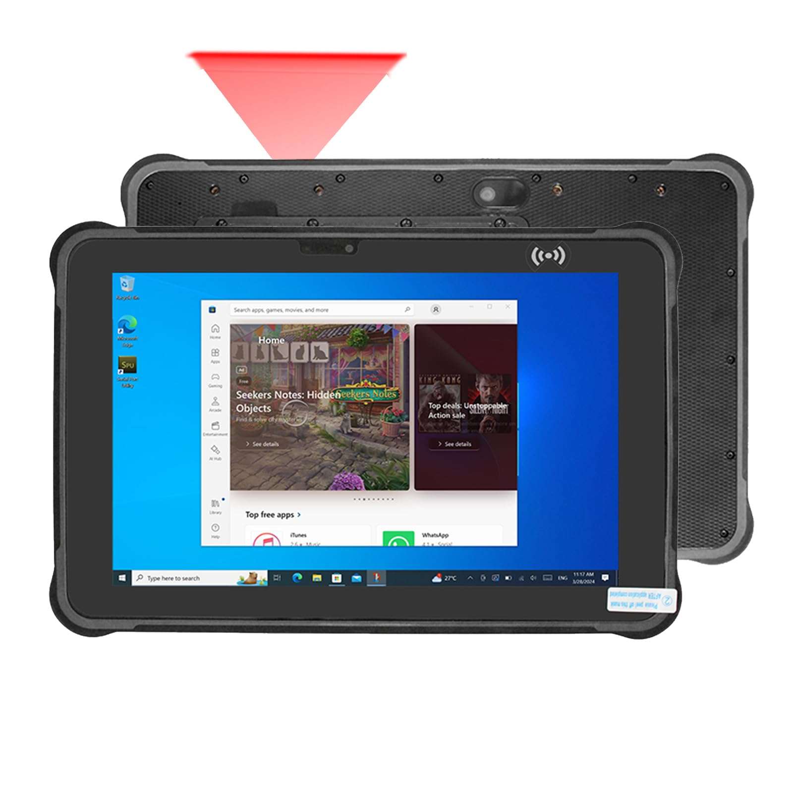 Breloom ST11-J Rugged Tablet with Barcode Scanner, 10.1" Windows 11 Pro IP65 Waterproof Tablet with N4680 Scan Engine, 1D/2D QR Inventory Scanner, 8GB+256GB, 4G LTE/GPS/NFC (8+256GB, w/2D) 1