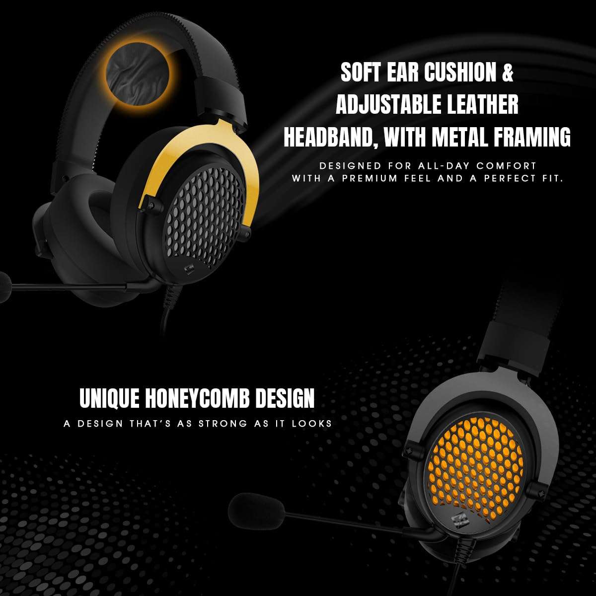 Cosmic Byte CryoCore 7.1 Surround Wired Gaming Headset with Noise-Cancelling Mic, Honeycomb Metal Design, Braided Cable, PC Software & PS4/PS5 3D Audio Support (Black) 5