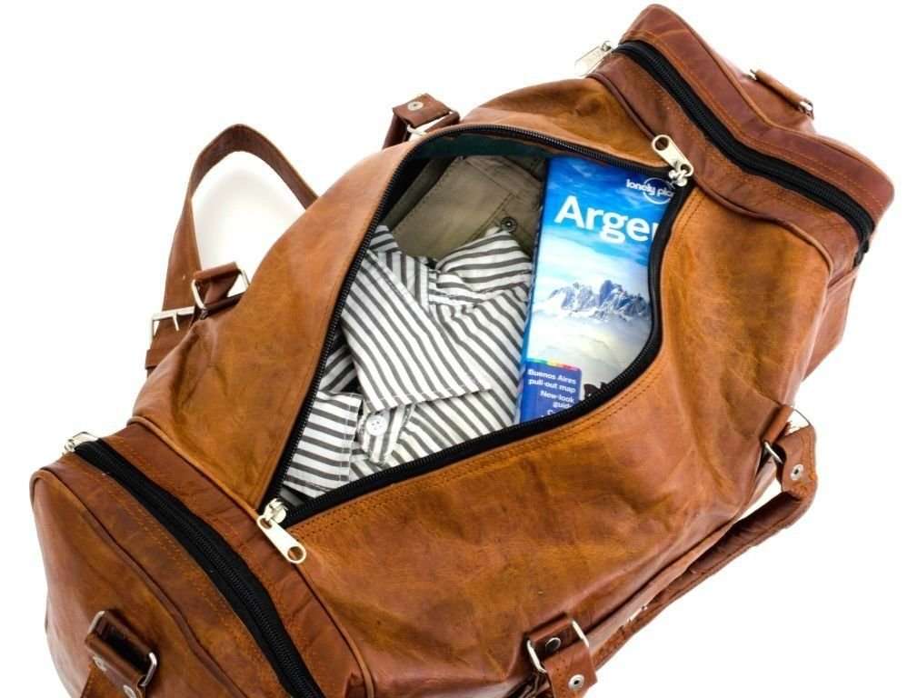 Pranjals House Brown Textured Leatherette Stylish & Spacious Weekender Duffle Bag for Travel22 inch Unisex Duffle Travel Bag 4