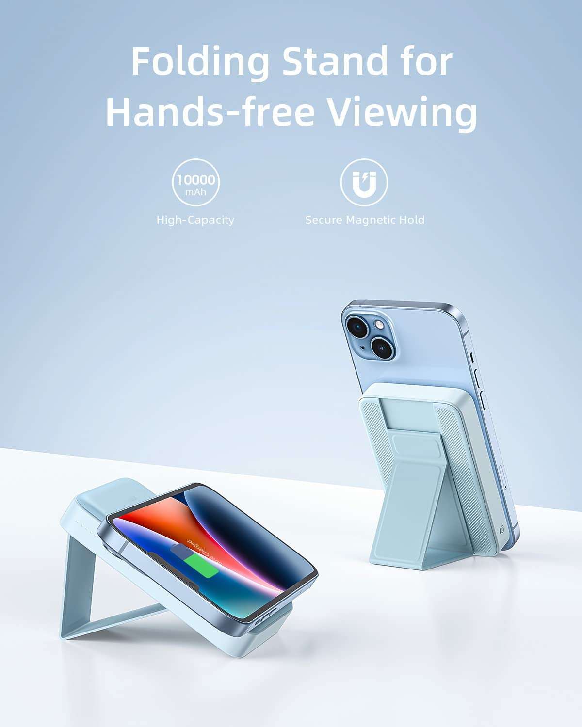 Innostyle 10000mah Magnetic Powerbank Charger, Wireless Magsafe Battery Pack, Portable Battery Charger with PD 20W Type C Fast Charging for iPhone 14/13/12-Blue 3