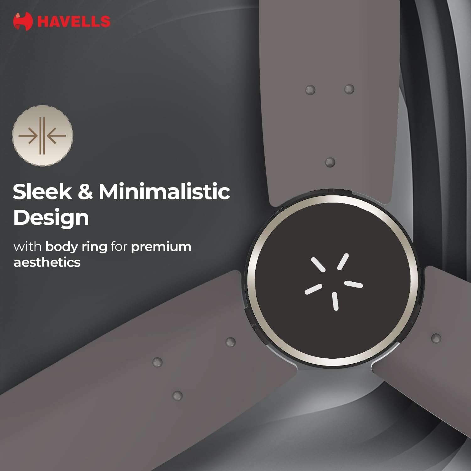 Havells FAB BLDC ULED Ceiling Fan 1200mm, 5 star, LED Speed Indicator, 380 RPM, Up to 65% Savings,Reverse Rotation,4 Speed Modes,Low Wattage 30W, Low Noise,Air Flow:225 CMM, 3 Year Warranty,Stone Grey 5